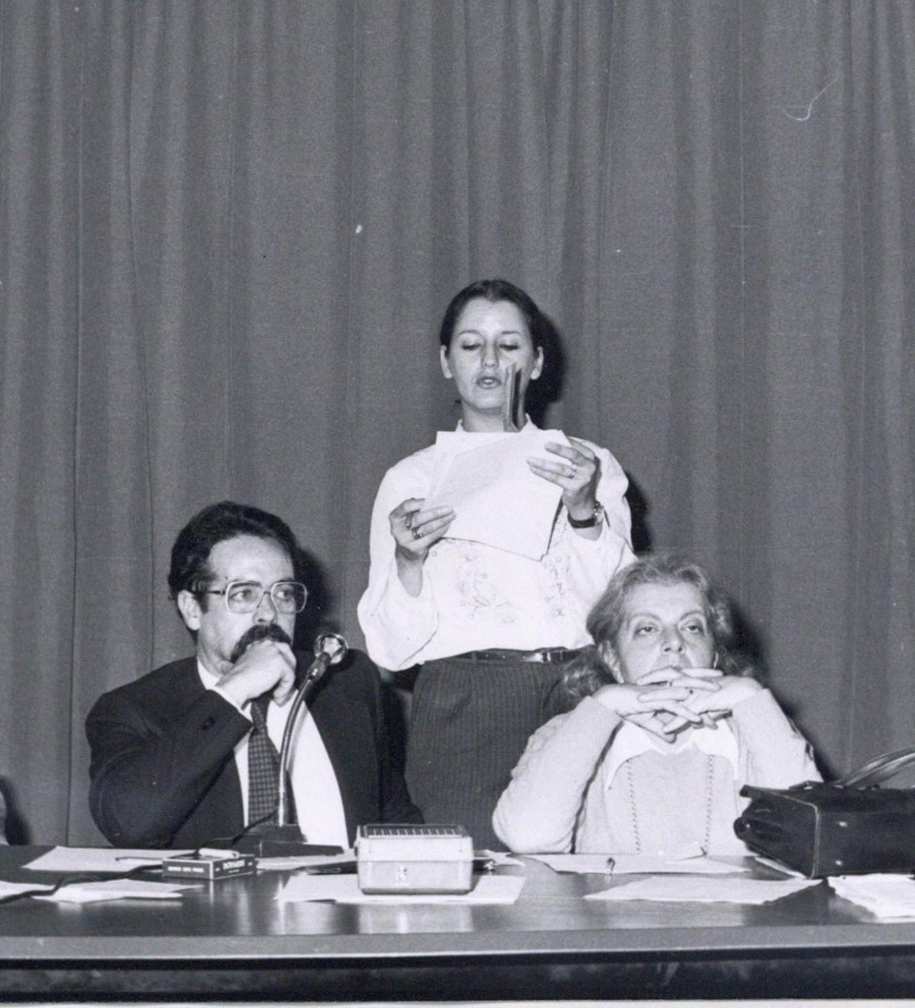 Amanda Castello in un'iniziativa di AICT, 1980