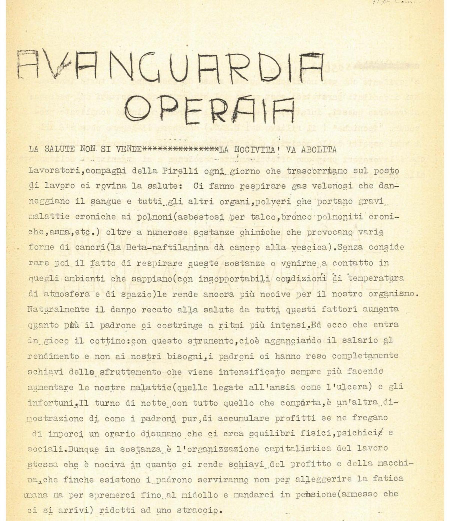 Volantino di Avanguardia operaia (particolare)