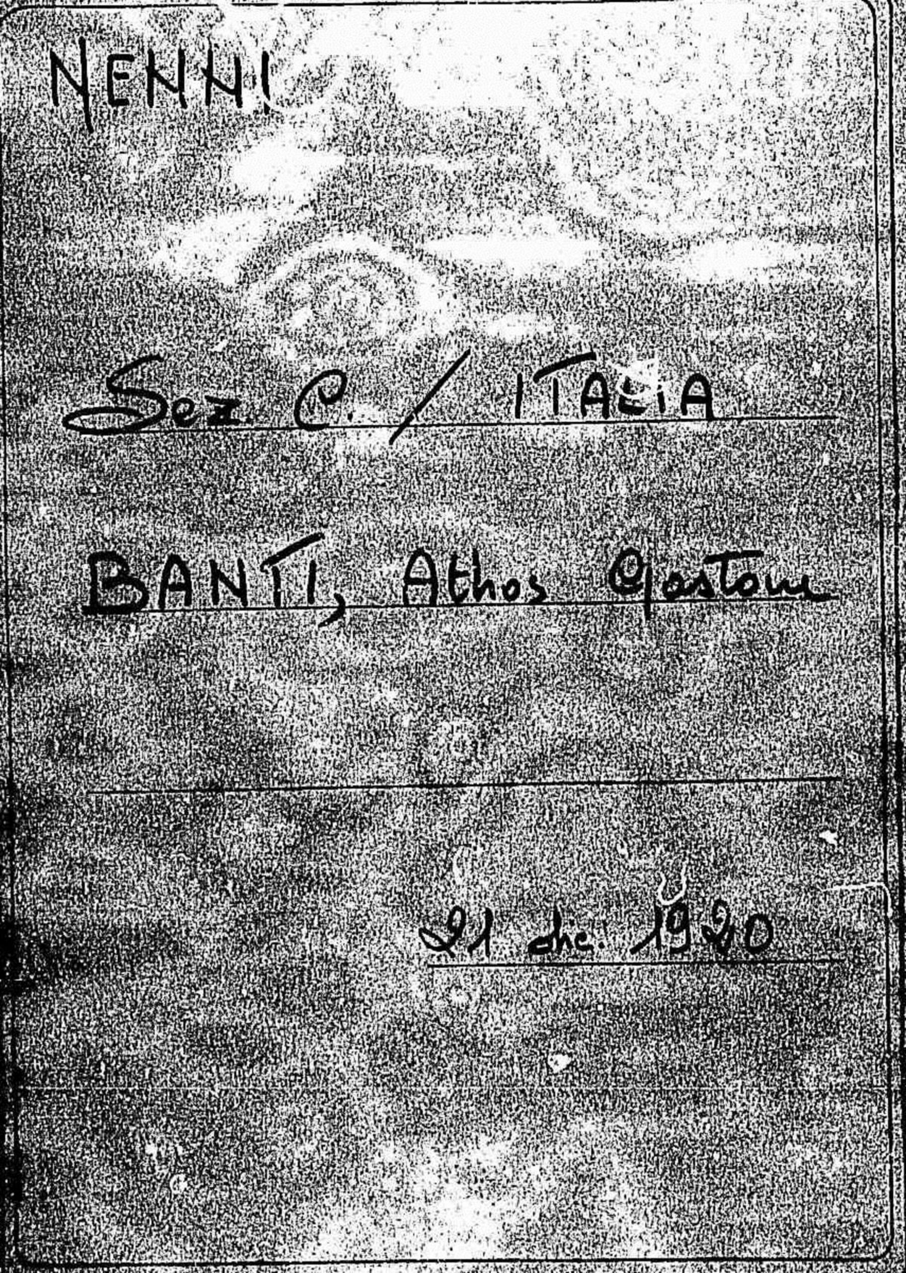 Banti Athos Gastone, 1920 dic. 21