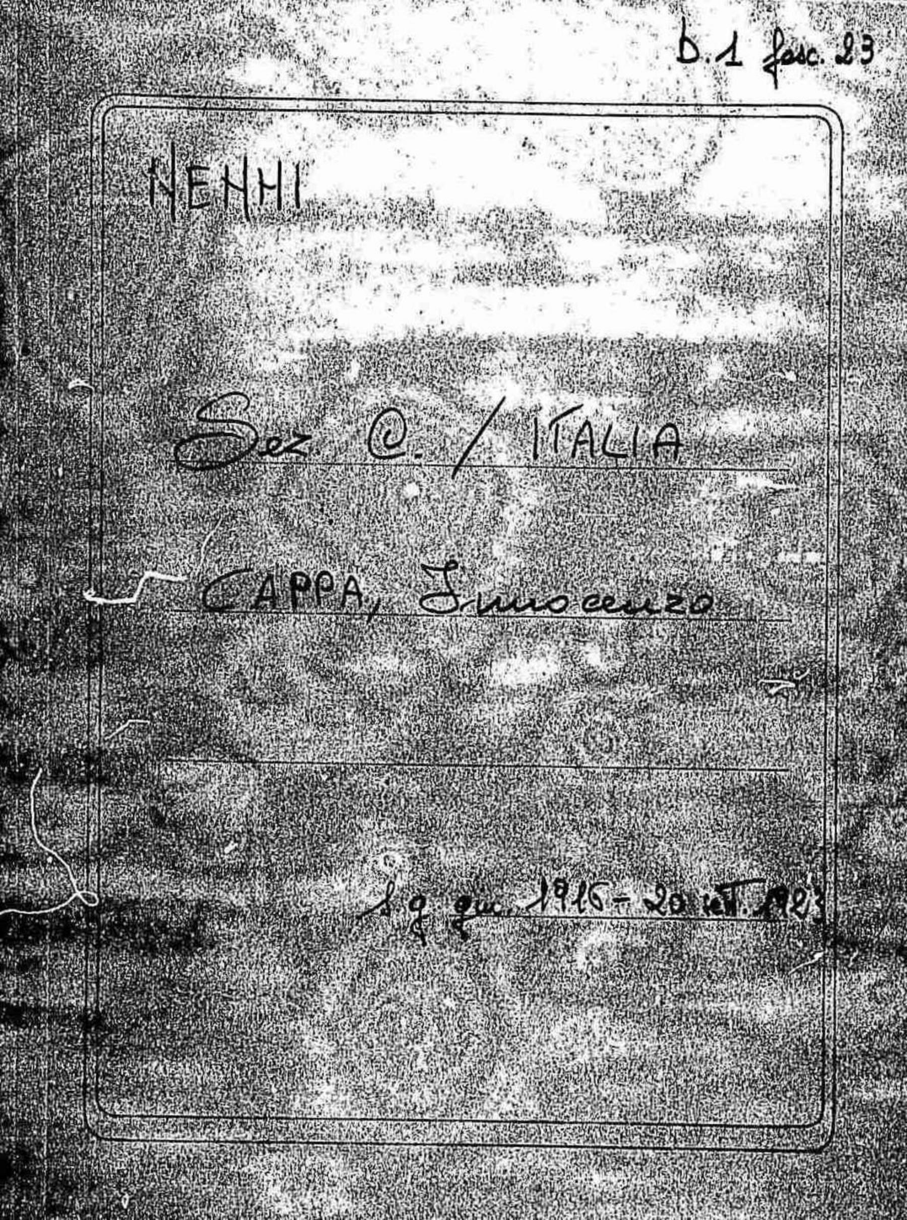 Cappa Innocenzo, 1916 giu. - 1923 set. 20