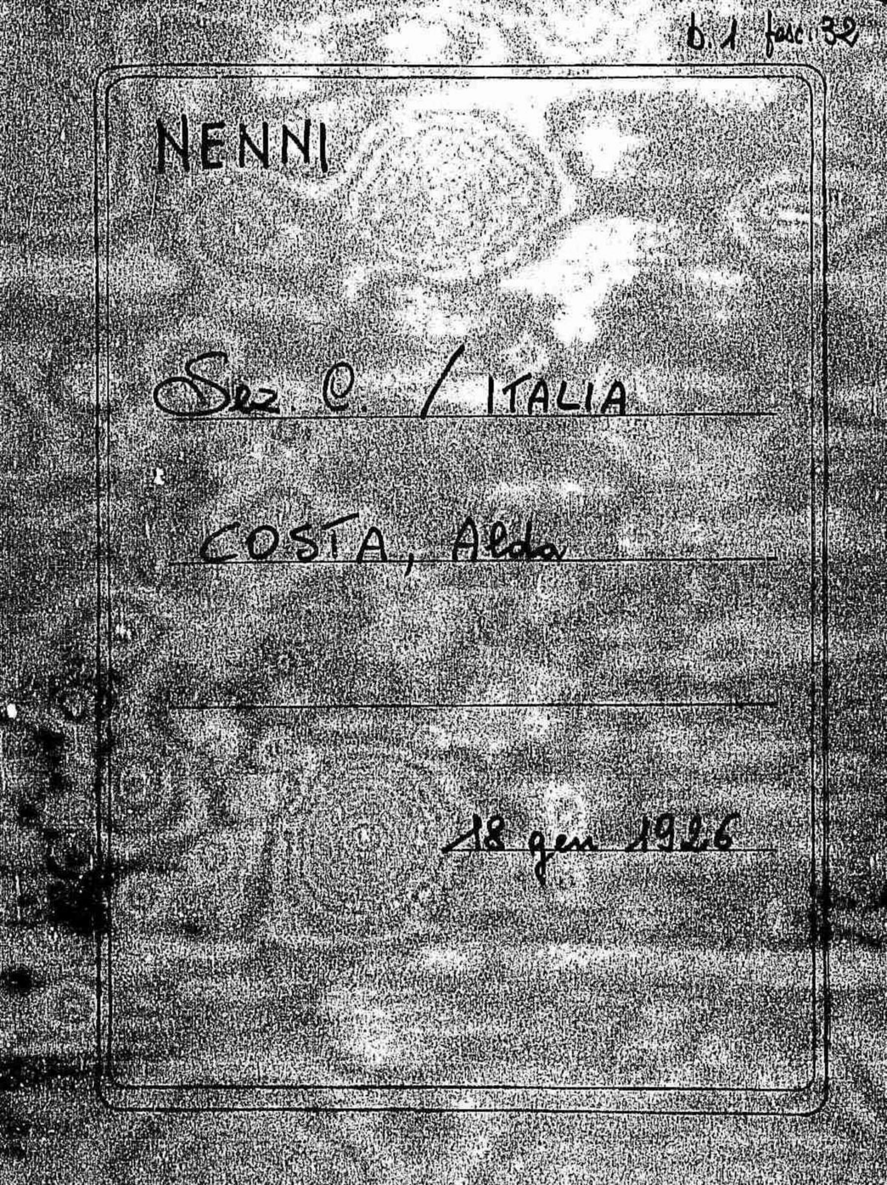 Costa Alda, 1926 gen. 18