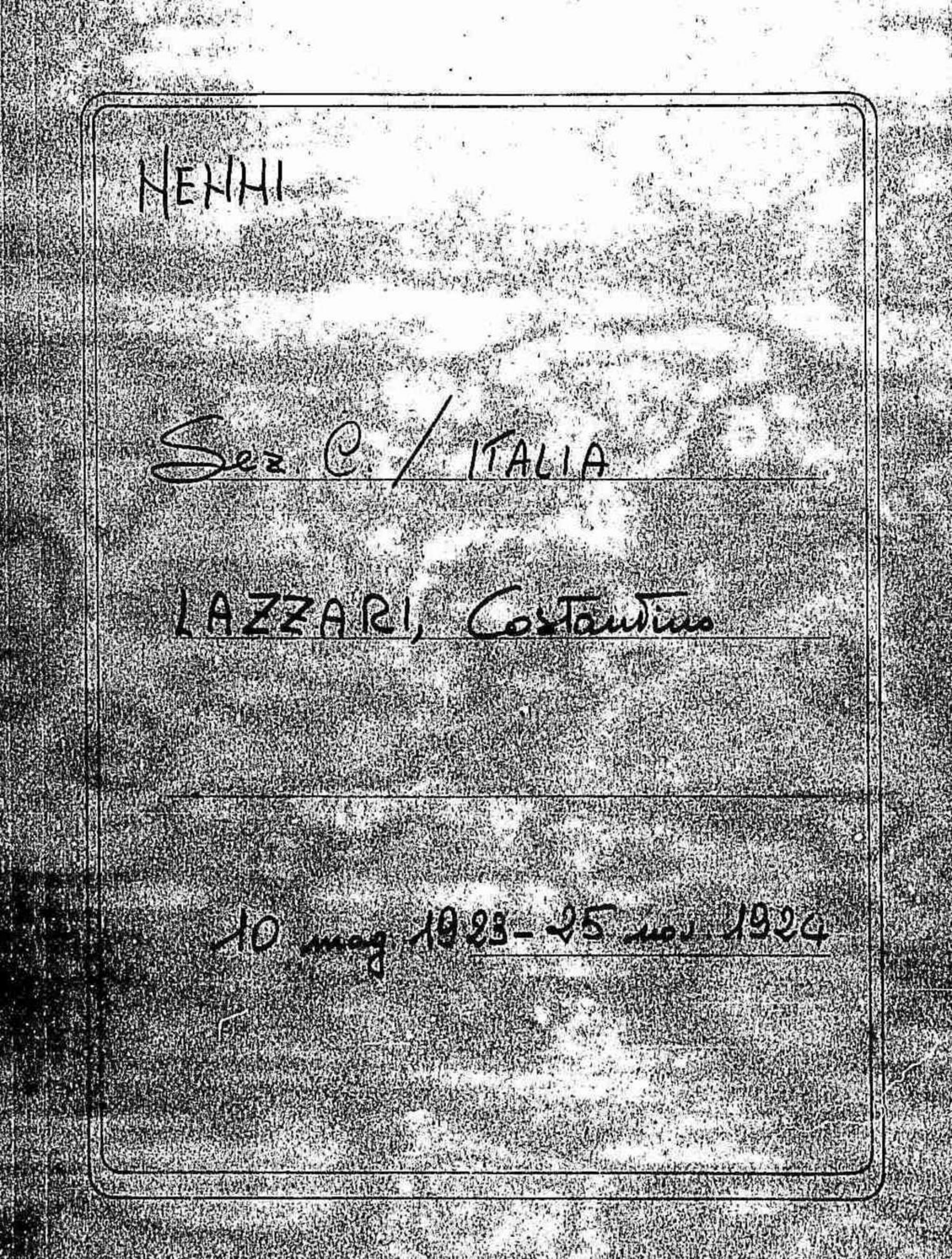 Lazzari Costantino, 1923 mag. 10 - 1924 nov. 25