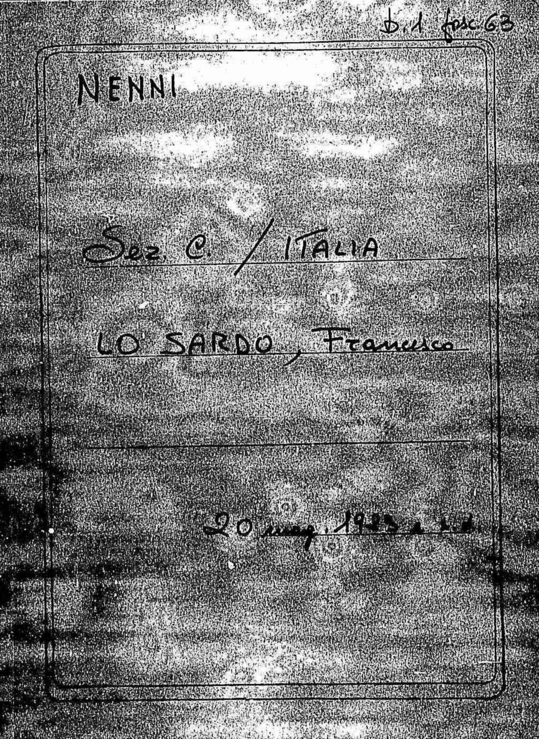 Lo Sardo Francesco, 1923 mag. 20 - s.d.