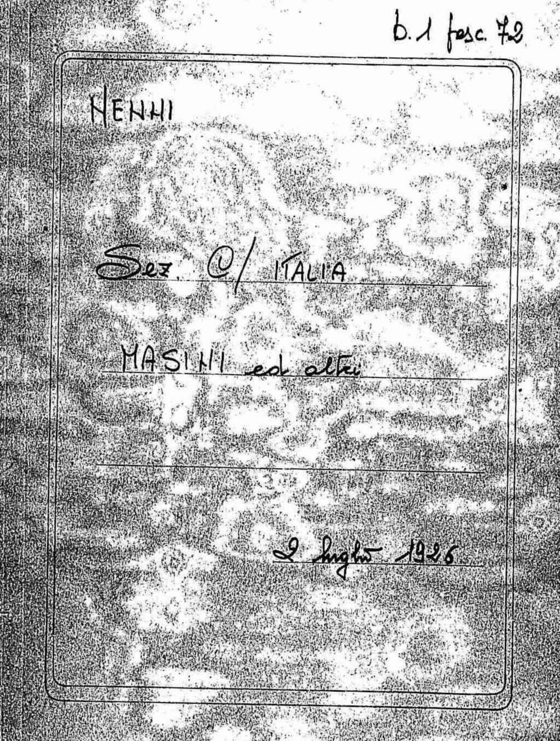 Masini, 1926 lug. 2