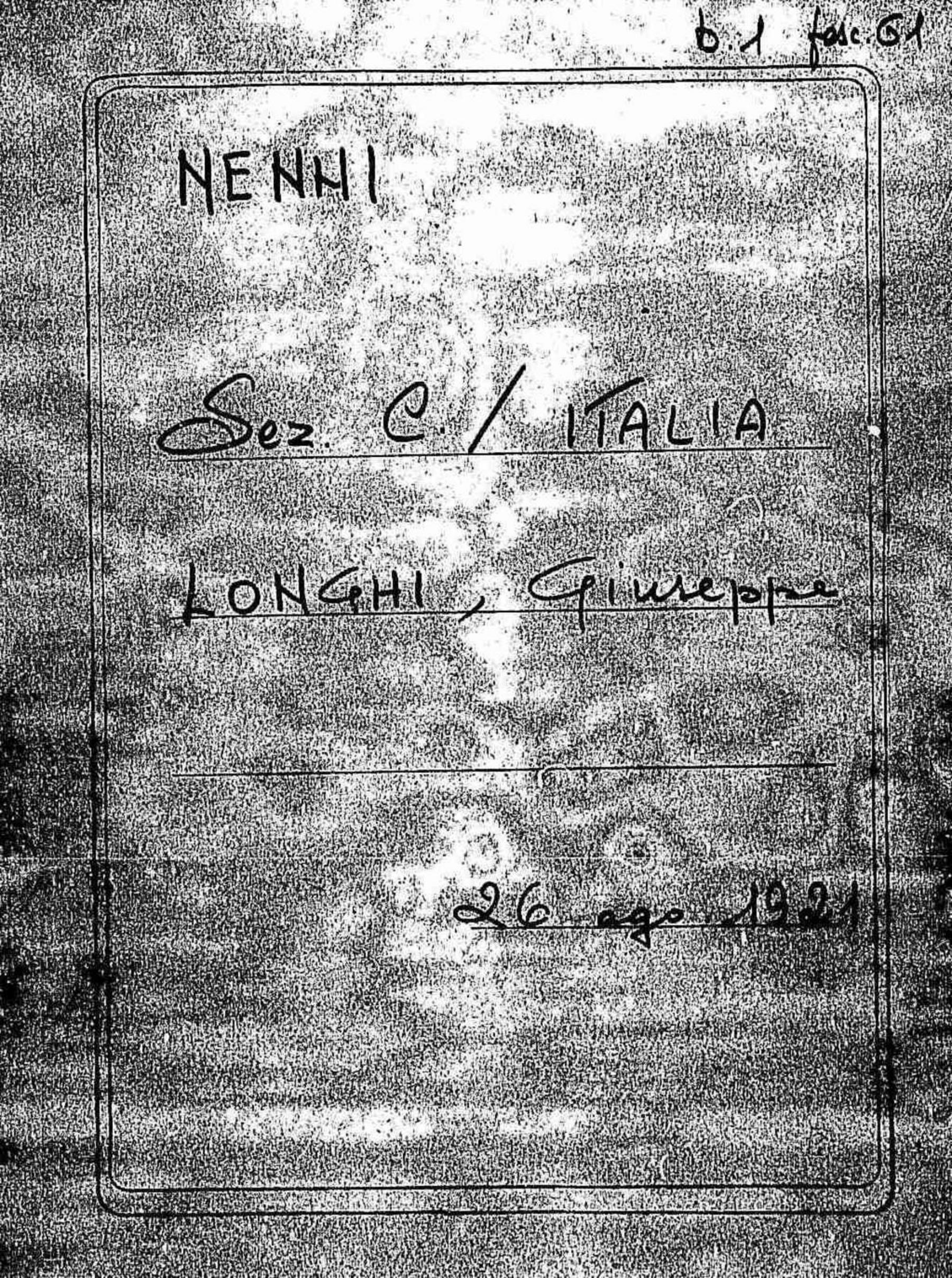 Longhi Giuseppe, 1921 ago. 26