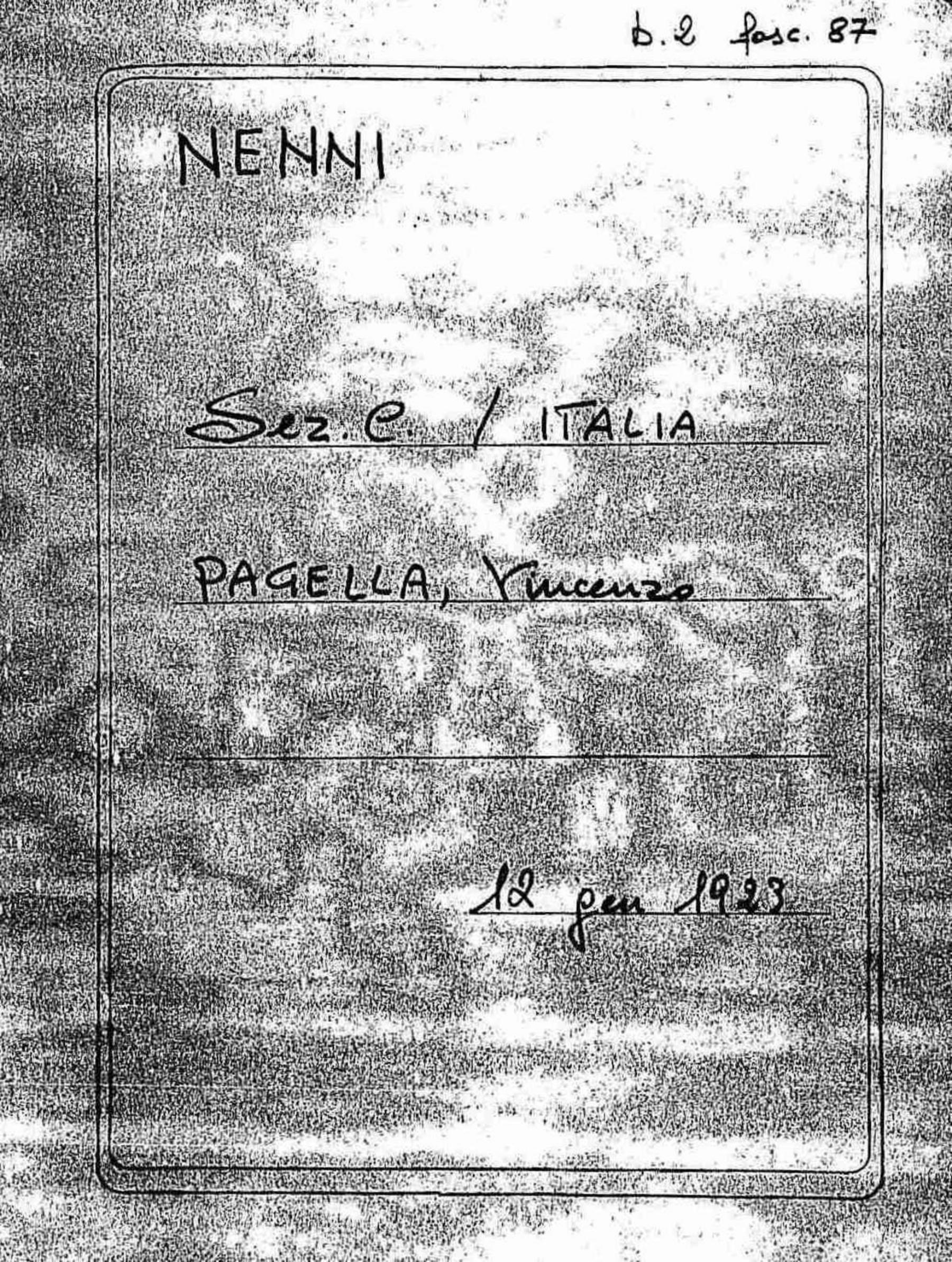 Pagella Vincenzo, 1923 gen. 12