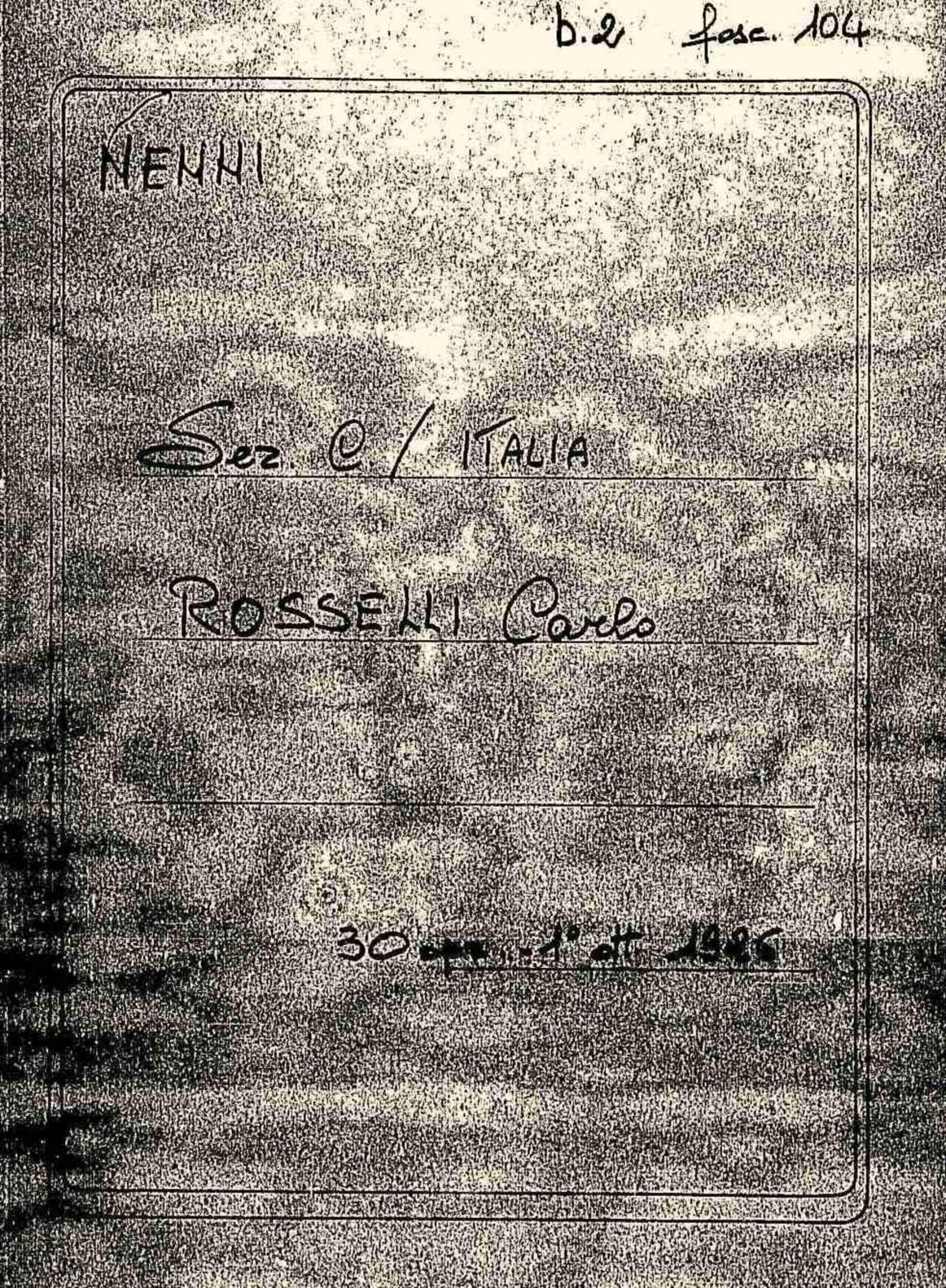 Rosselli Carlo, 1926 apr. 30 - ago. 1
