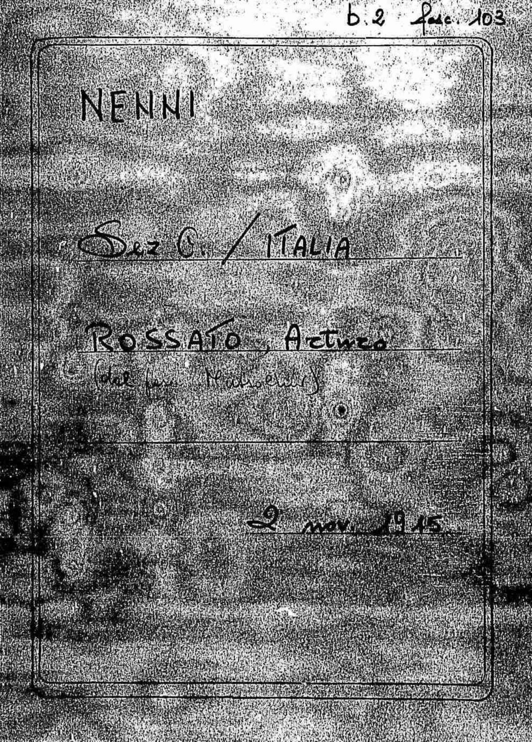 Rossato Arturo, 1915 nov. 2