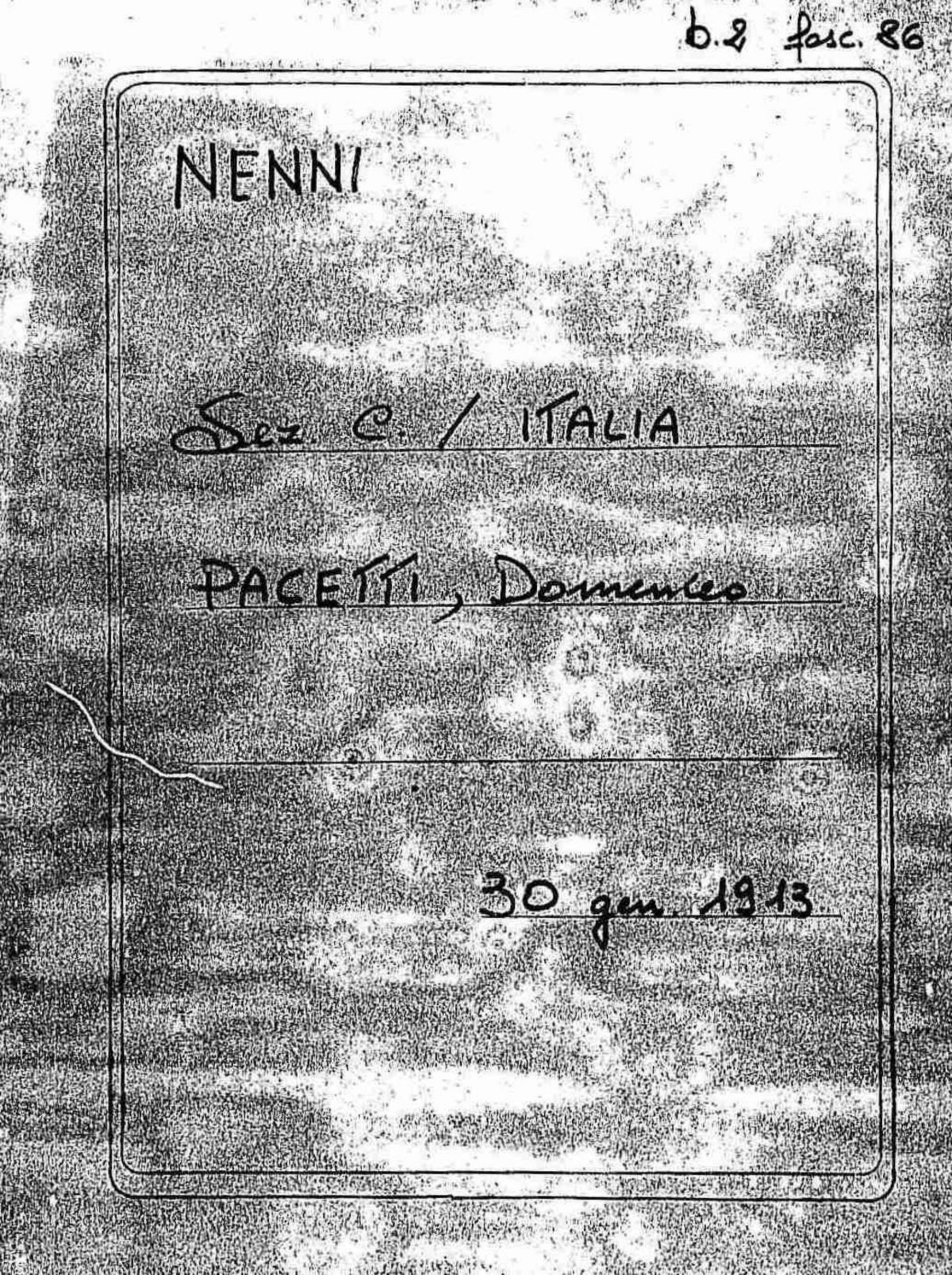 Pacetti Domenico, 1913 gen. 30
