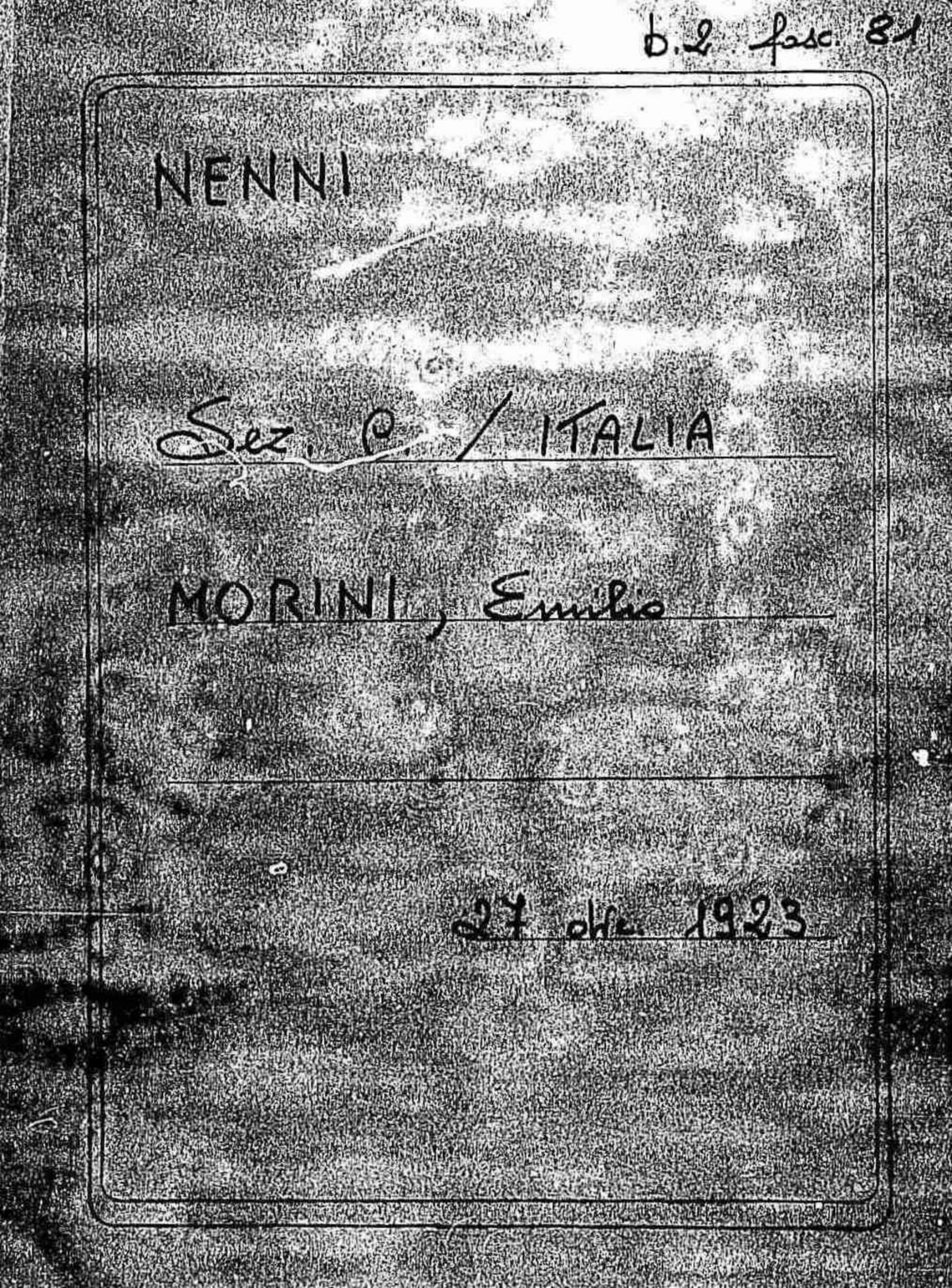 Morini Emilio, 1923 dic. 27