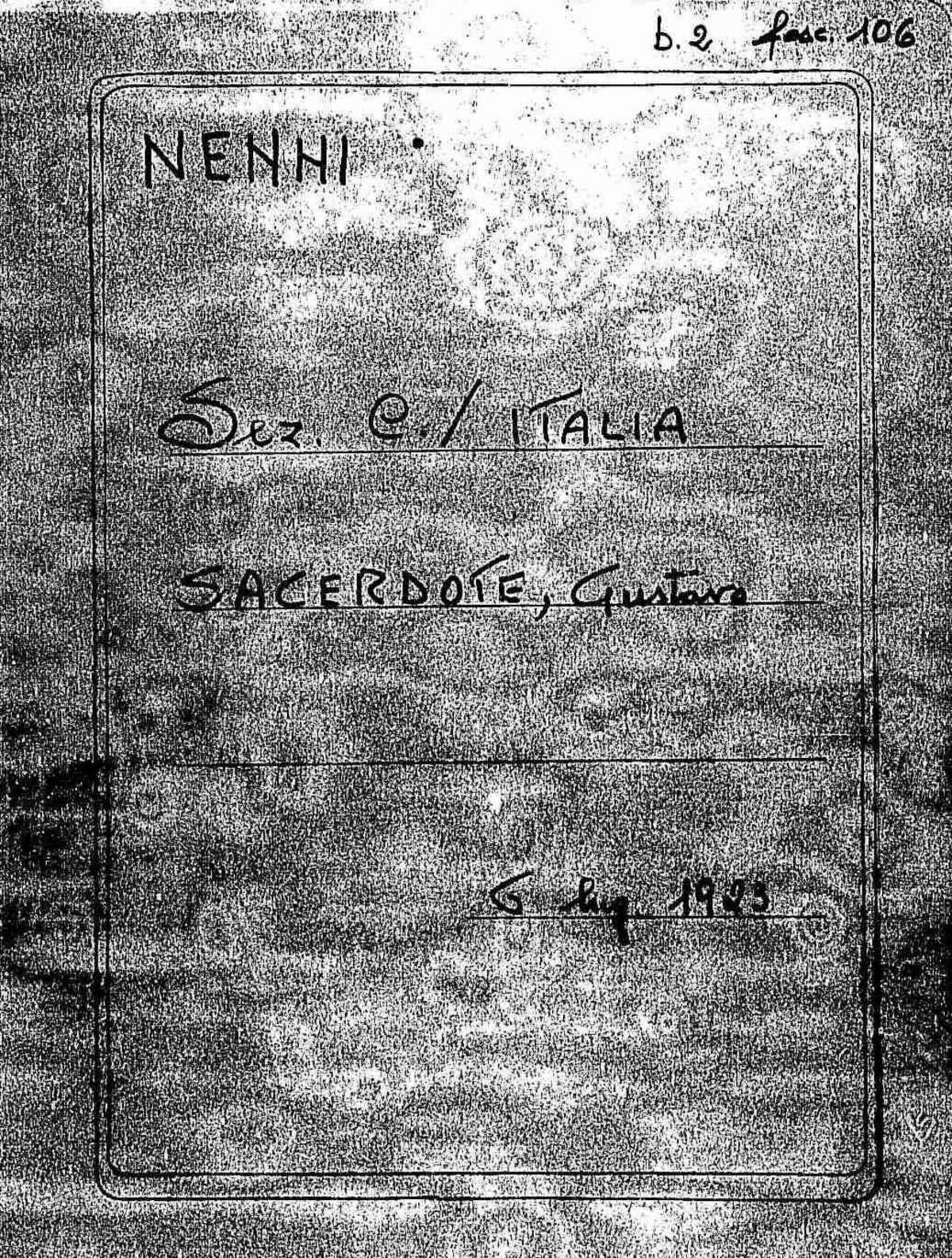 Sacerdote Gustavo (pseudonimo Genosse), 1923 lug. 6