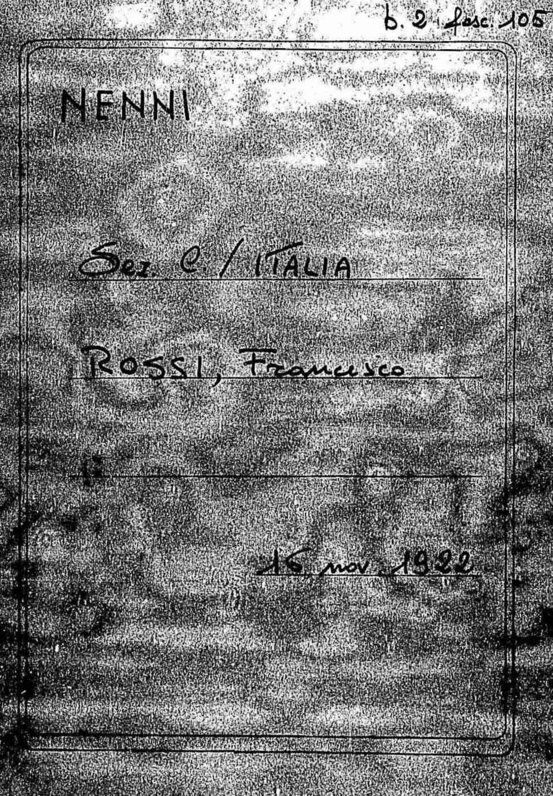 Rossi Francesco, 1922 nov. 16