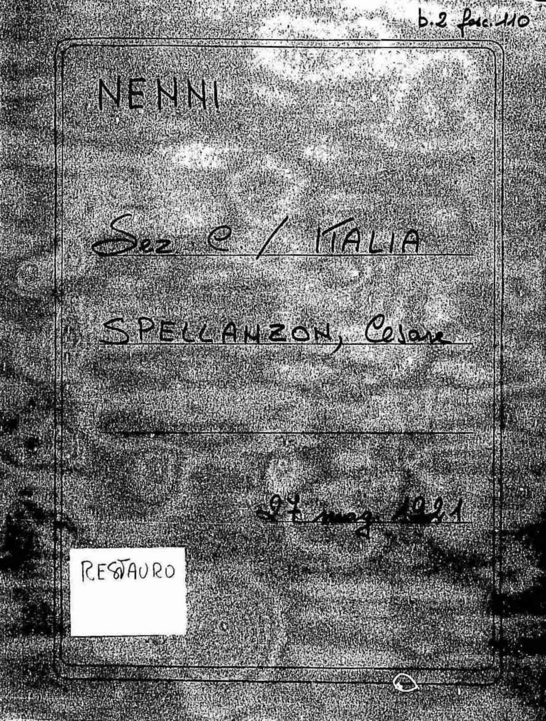 Spellanzon Cesare, 1921 mag. 27
