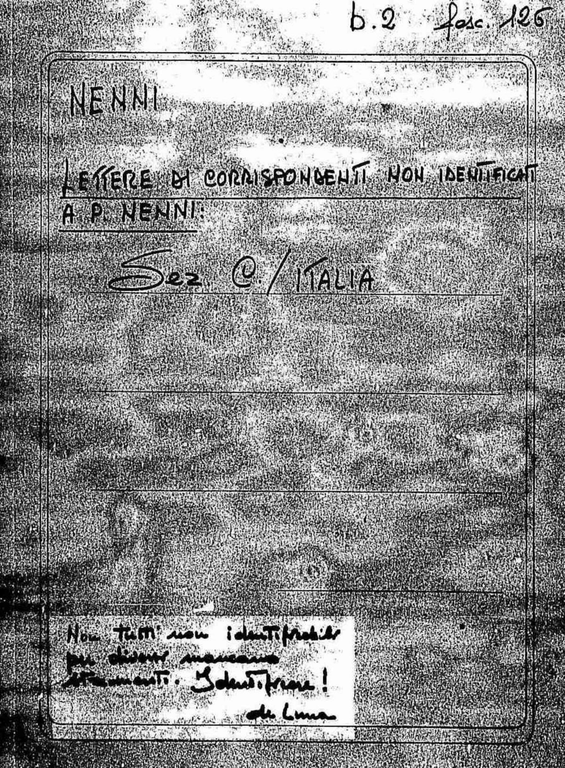 Corrispondenti non identificati, 1912 gen. 27 - 1926 lug. 5