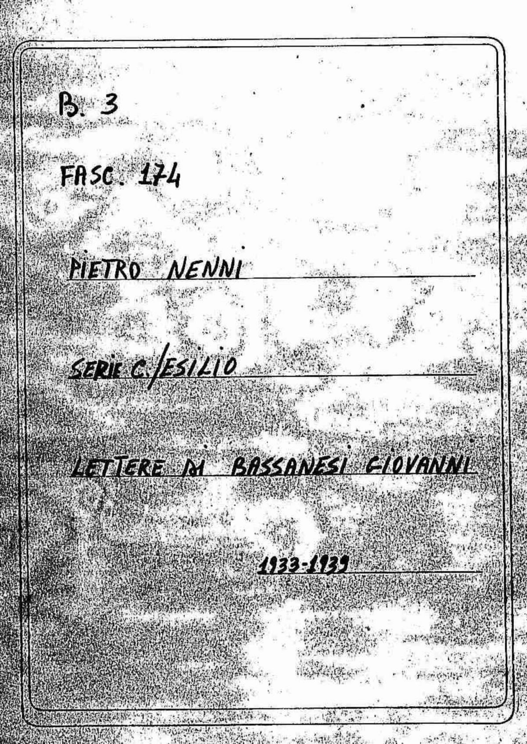 Bassanesi Giovanni, 1933 set. 25 - 1939 gen. 23