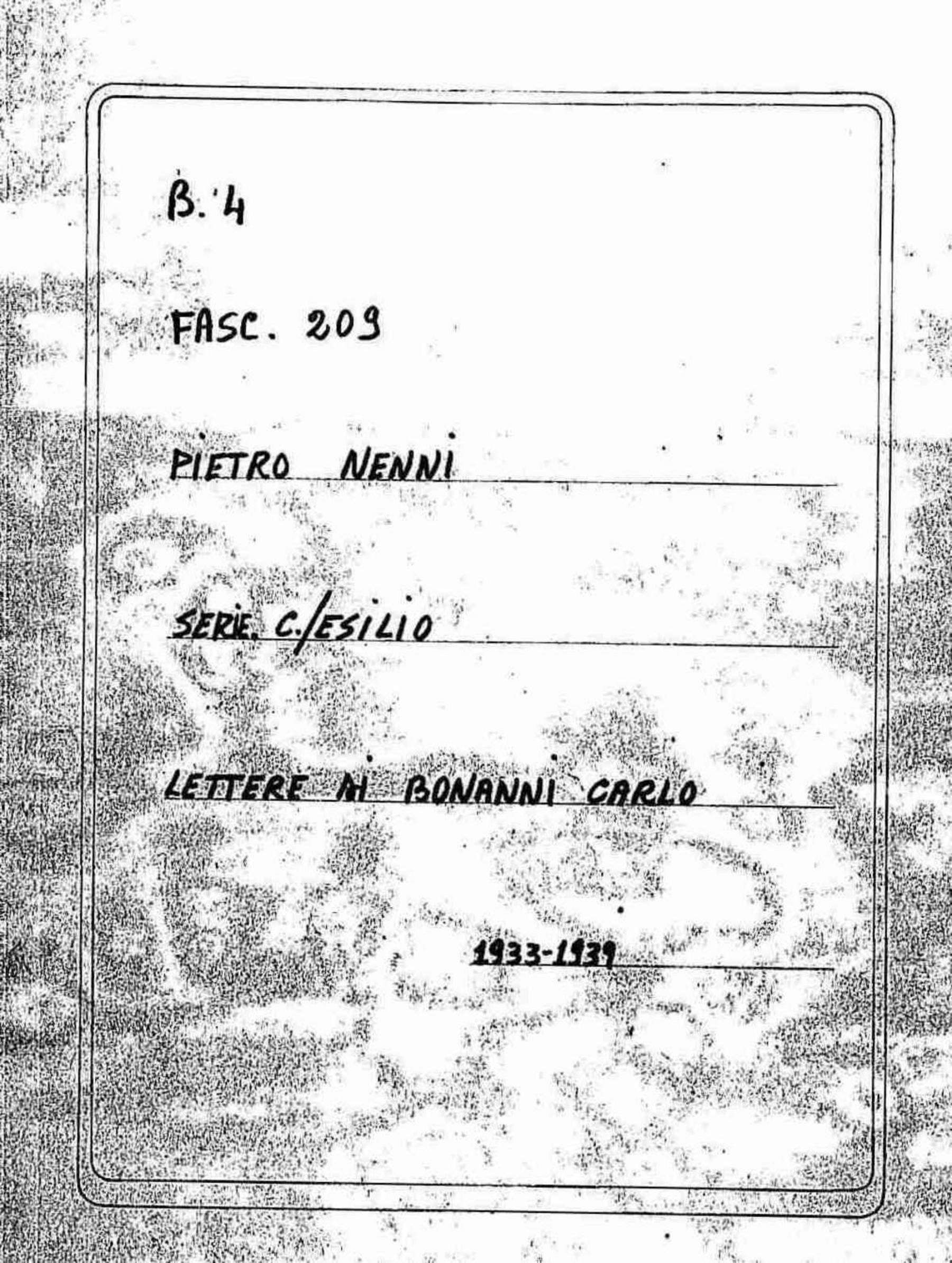 Bonanni Carlo, 1933 nov. 14 - 1939 ago. 24