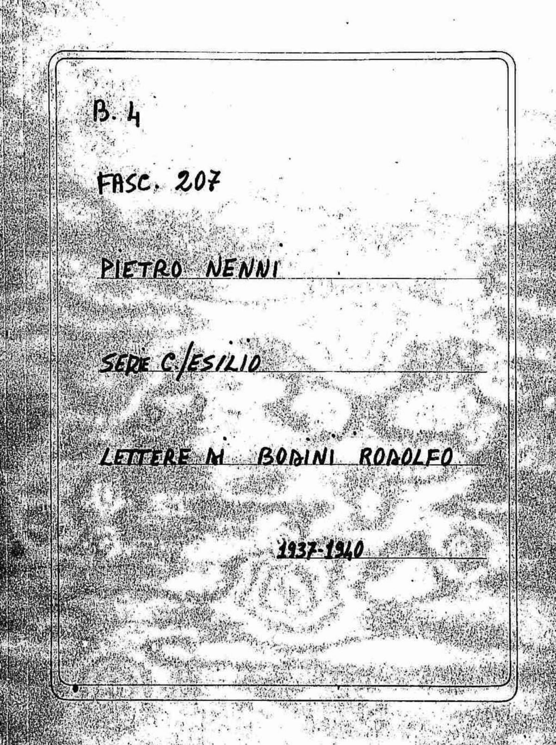 Bodini Rodolfo, 1937 nov. 30 - 1940 apr. 30