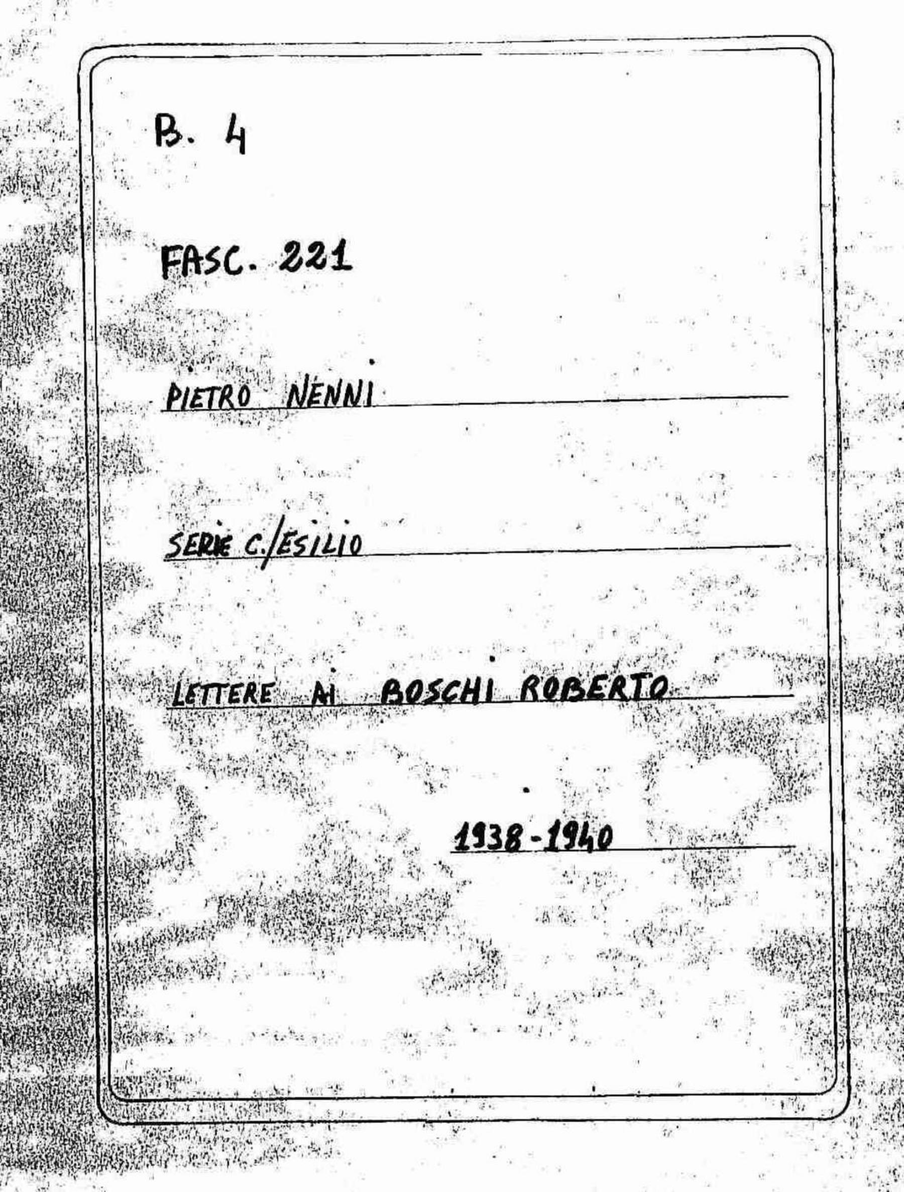 Boschi Roberto, 1938 ago. 22 - 1940 mag. 7