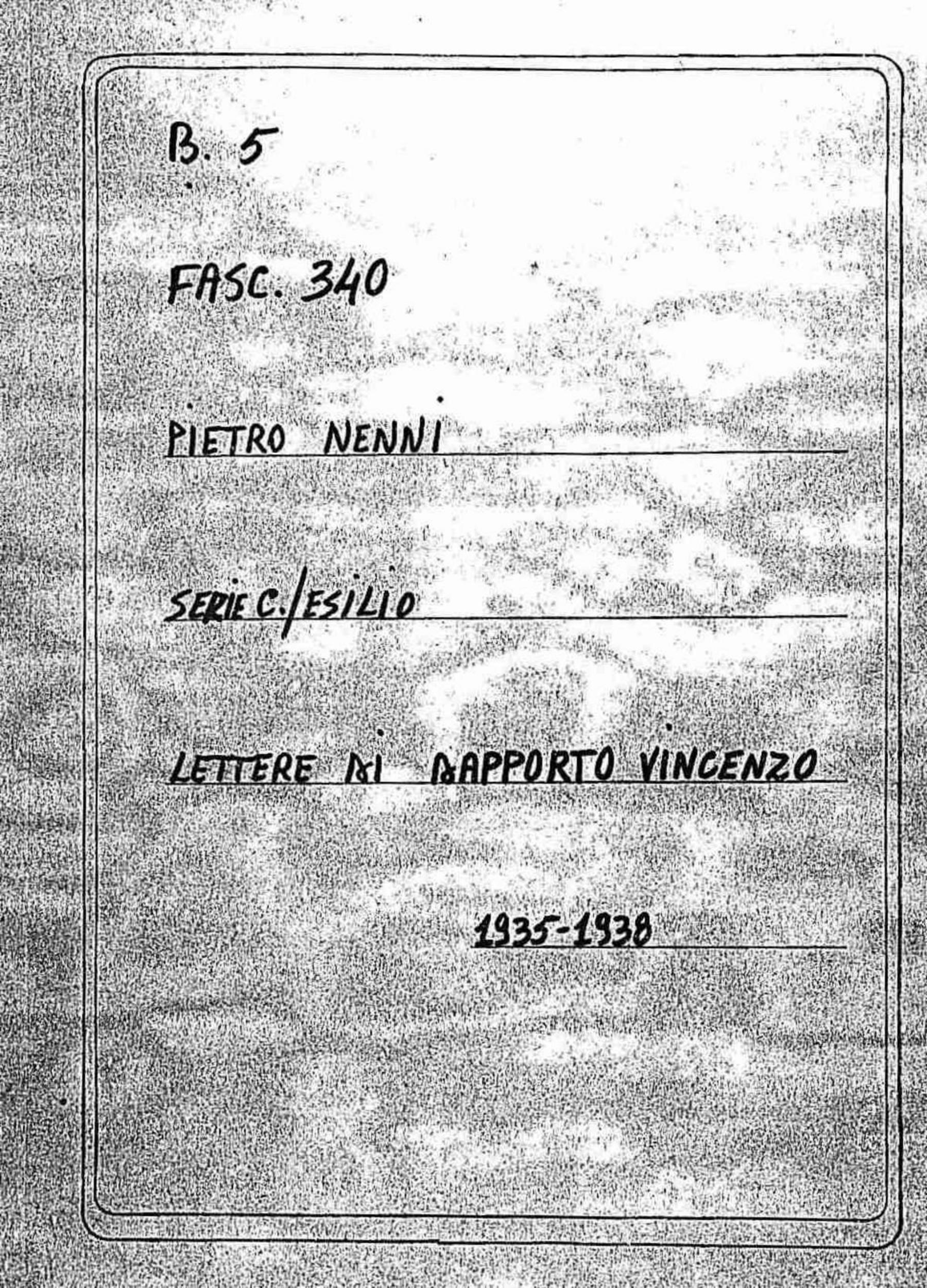 Dapporto Vincenzo, 1935 dic. 1 - 1938 mar. 6
