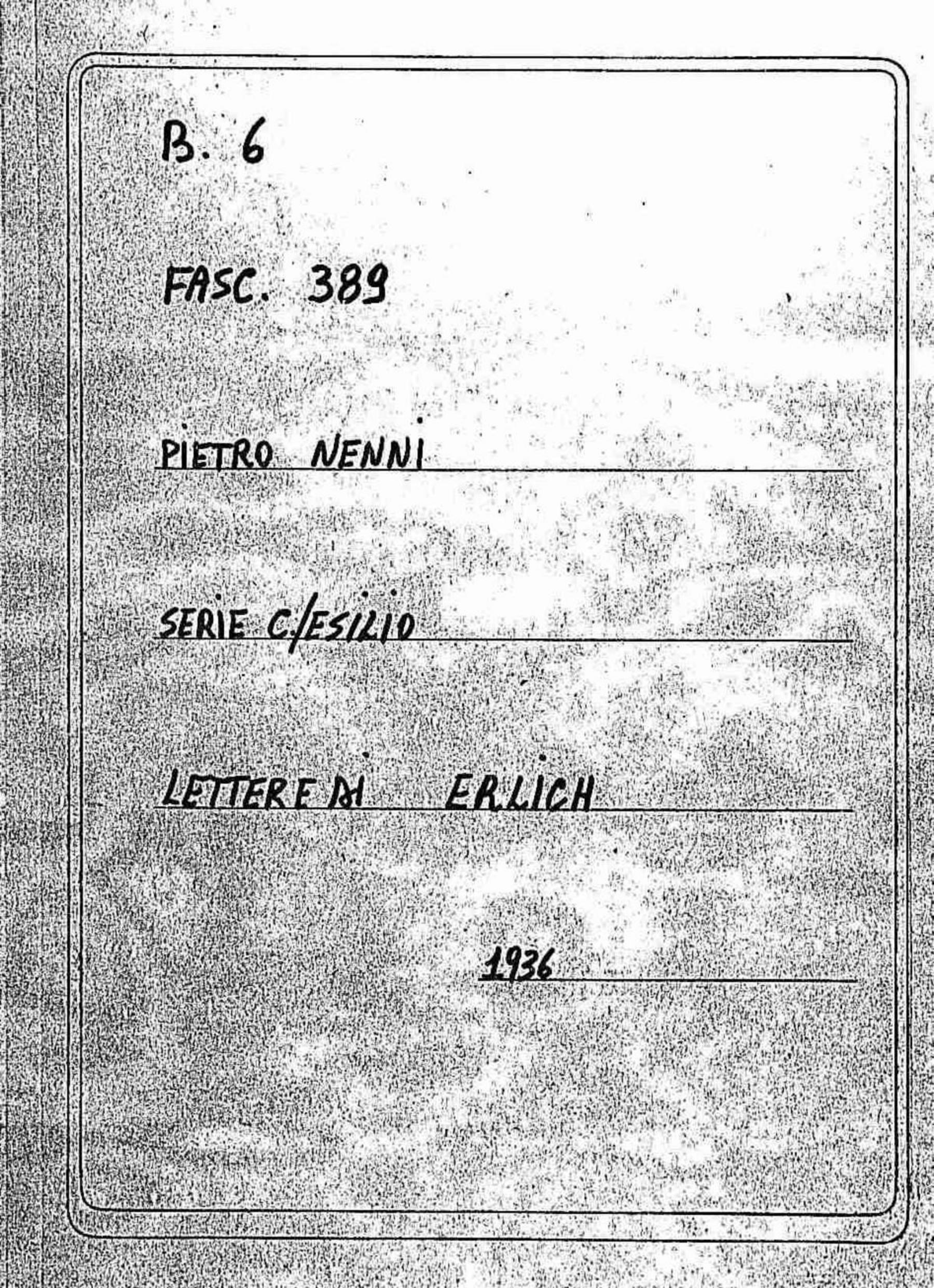 Erlich, 1936 giu. 14 - lug. 31