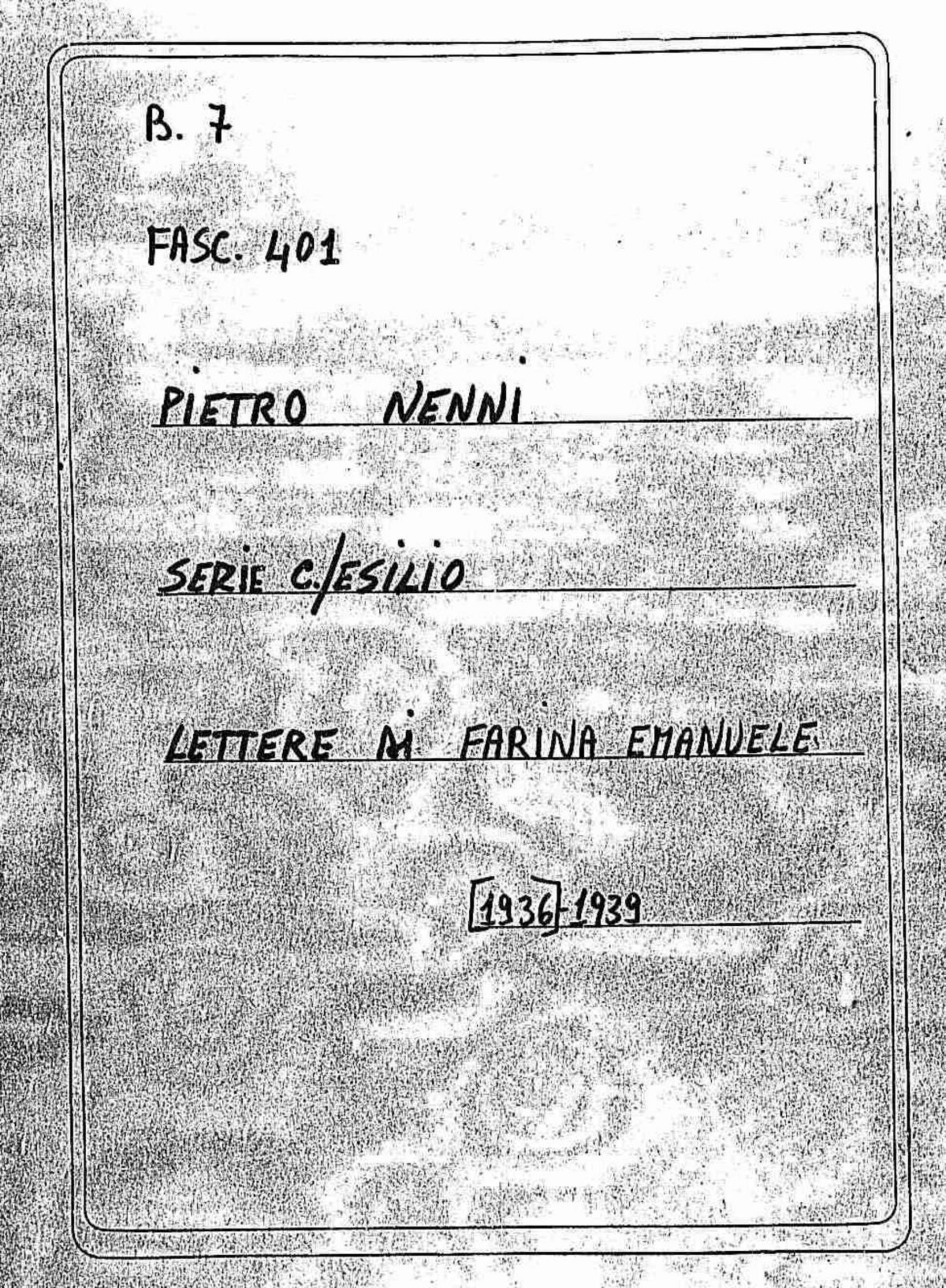 Farina Emanuele, 1937 mag. 11 - 1939 giu. 16
