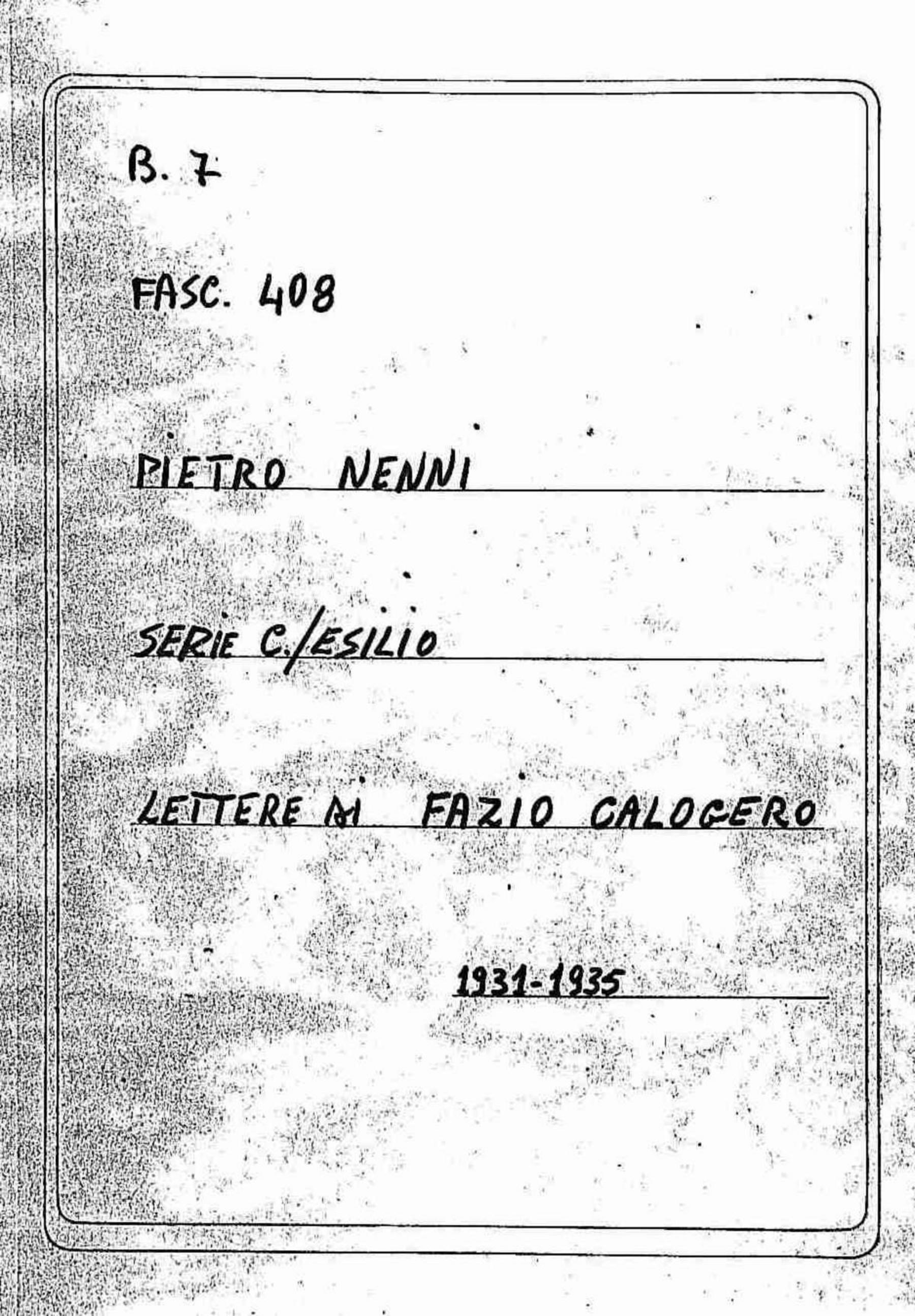 Fazio Calogero, 1931 mag. 9 - 1935 ago. 19
