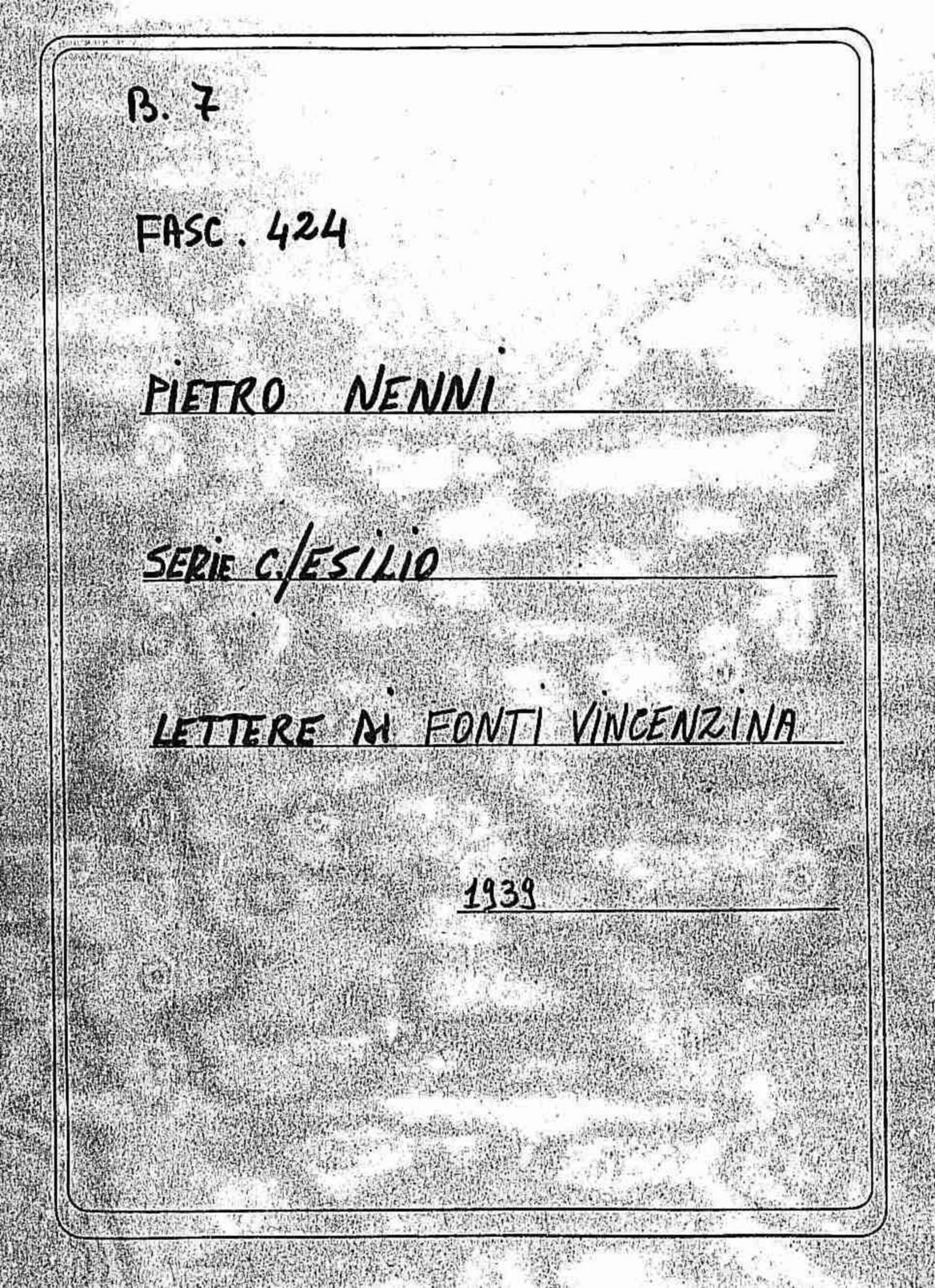 Fonti Vincenzina, 1939 apr. 14