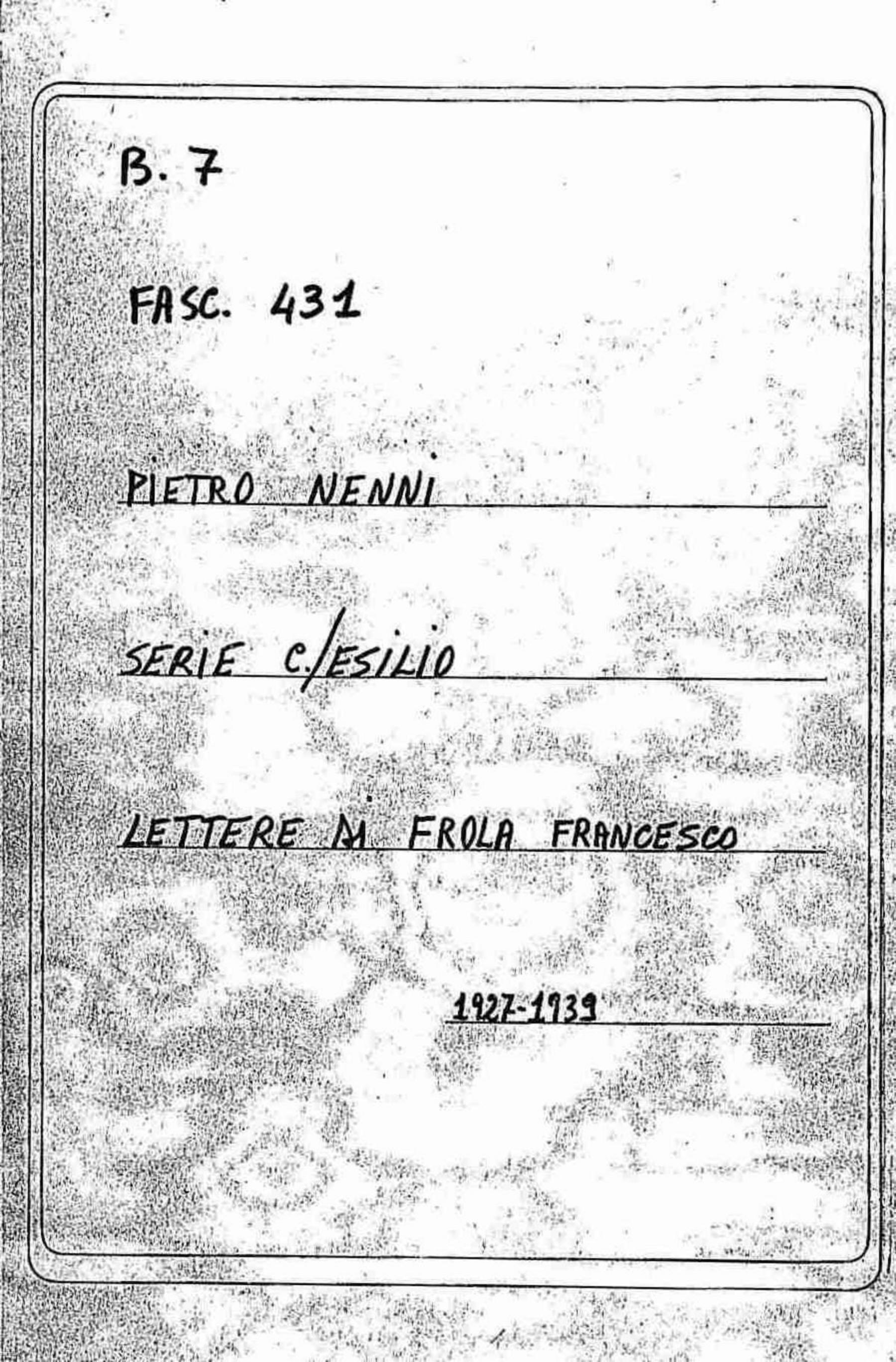 Frola Francesco, 1927 nov. 1 - 1939 giu. 7
