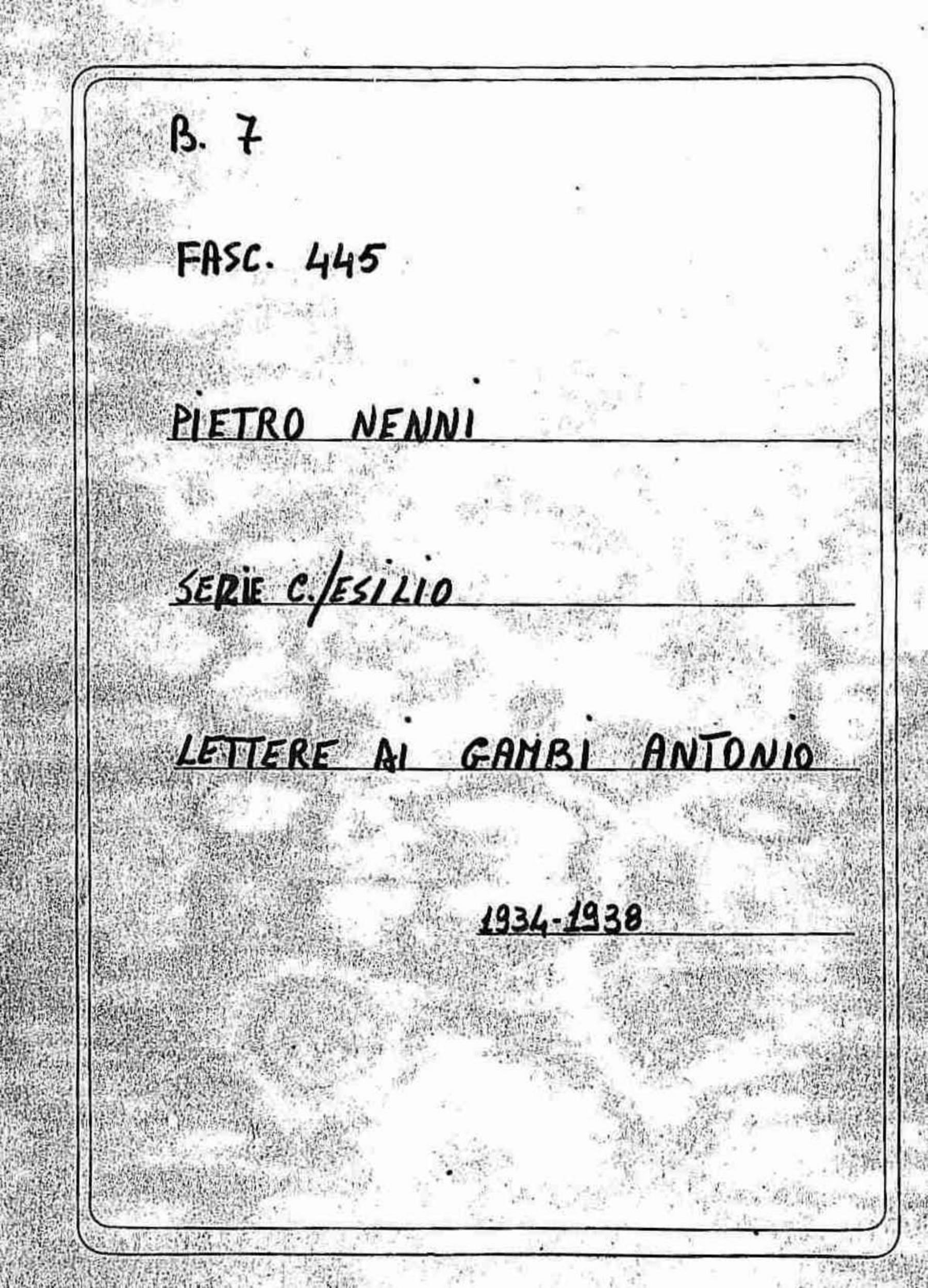 Gambi Antonio, 1934 dic. 13 - 1938 ott. 28