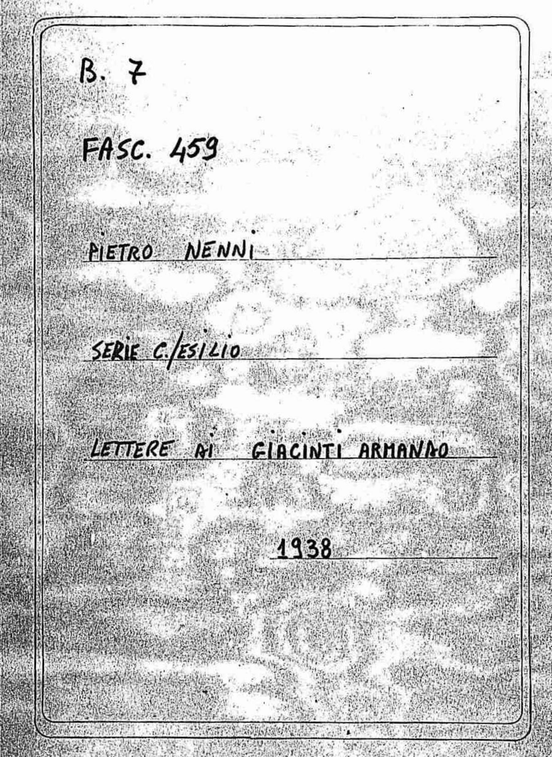 Giacinti Armando, 1938 nov. 10 - 21