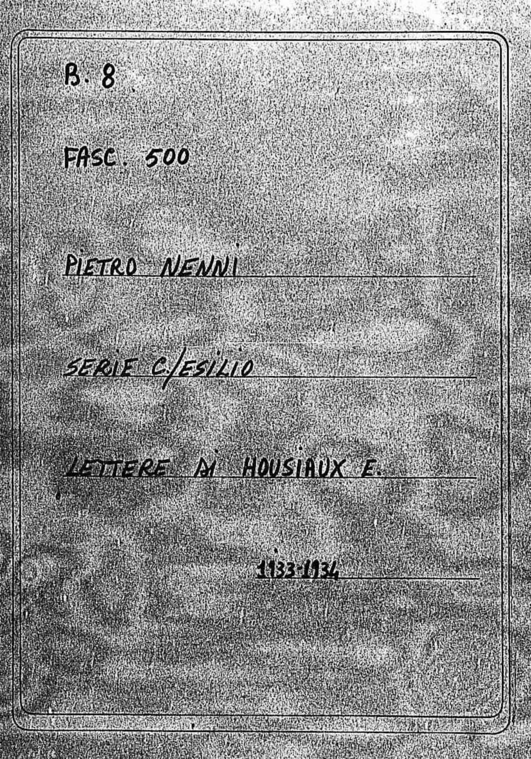 Housiaux E., 1933 mag. 30 - 1934 lug. 18