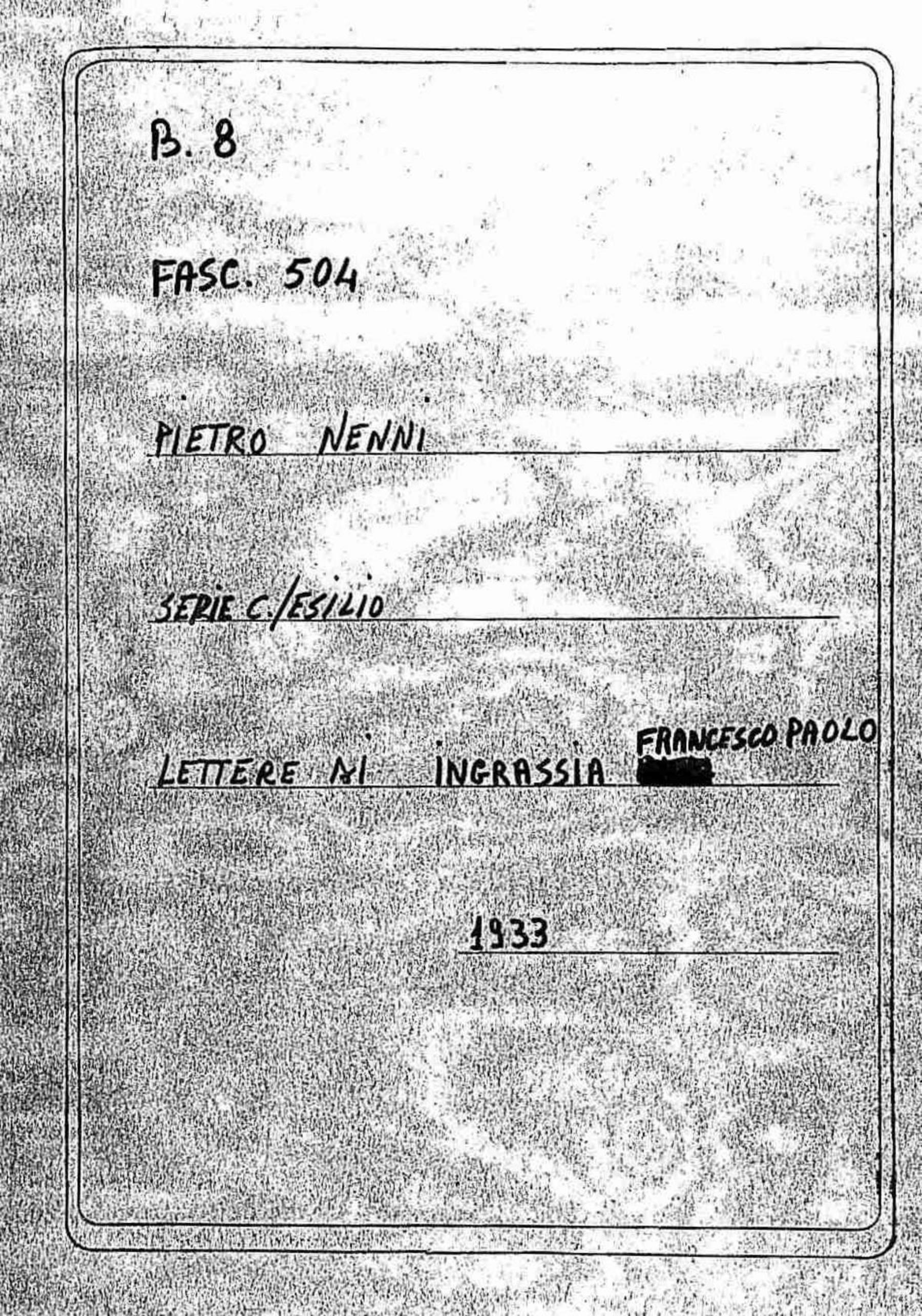 Ingrassia Francesco Paolo, 1933 mag. 15