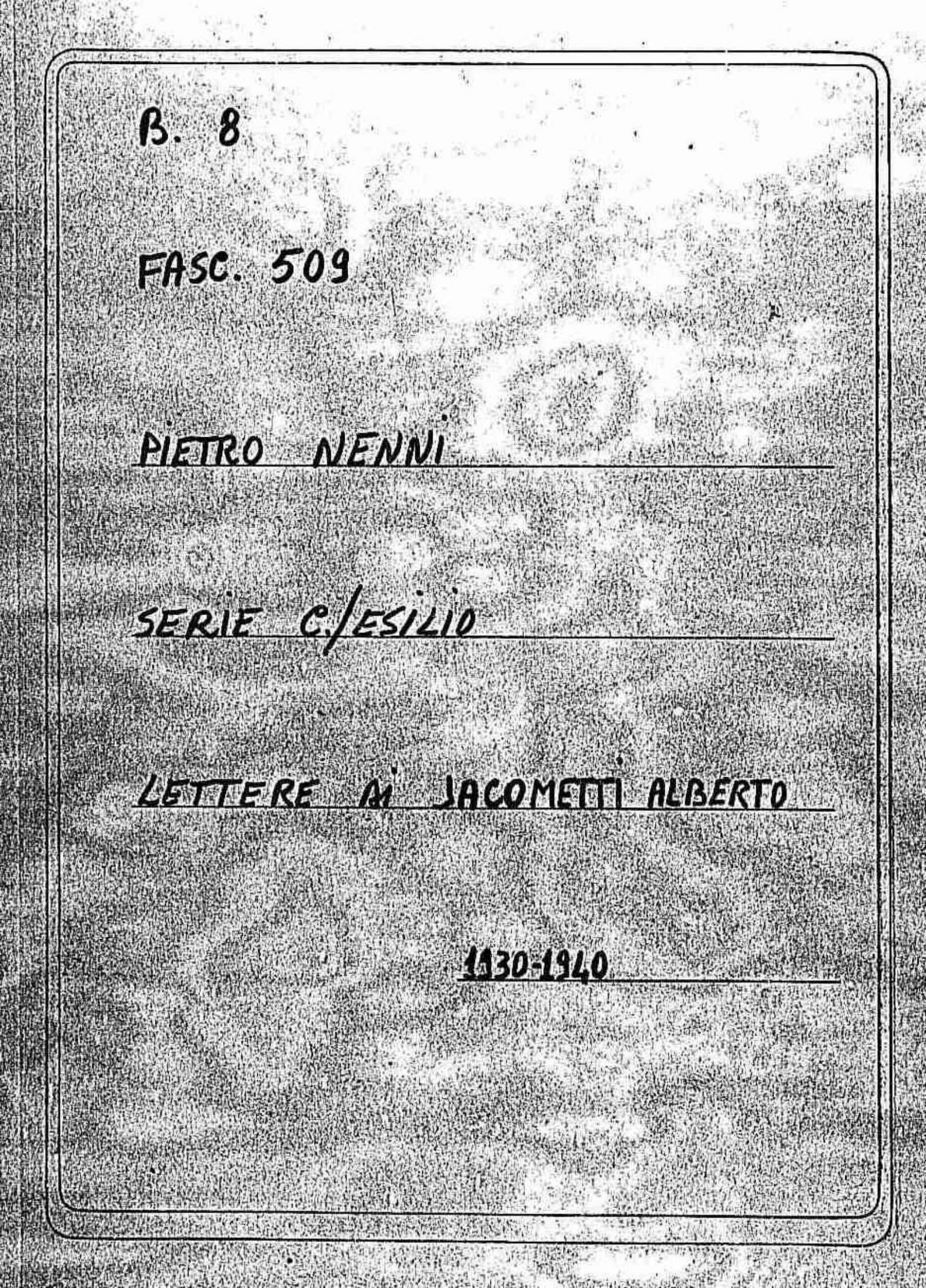 Jacometti Alberto, 1930 ago. 3 - 1940 feb. 10