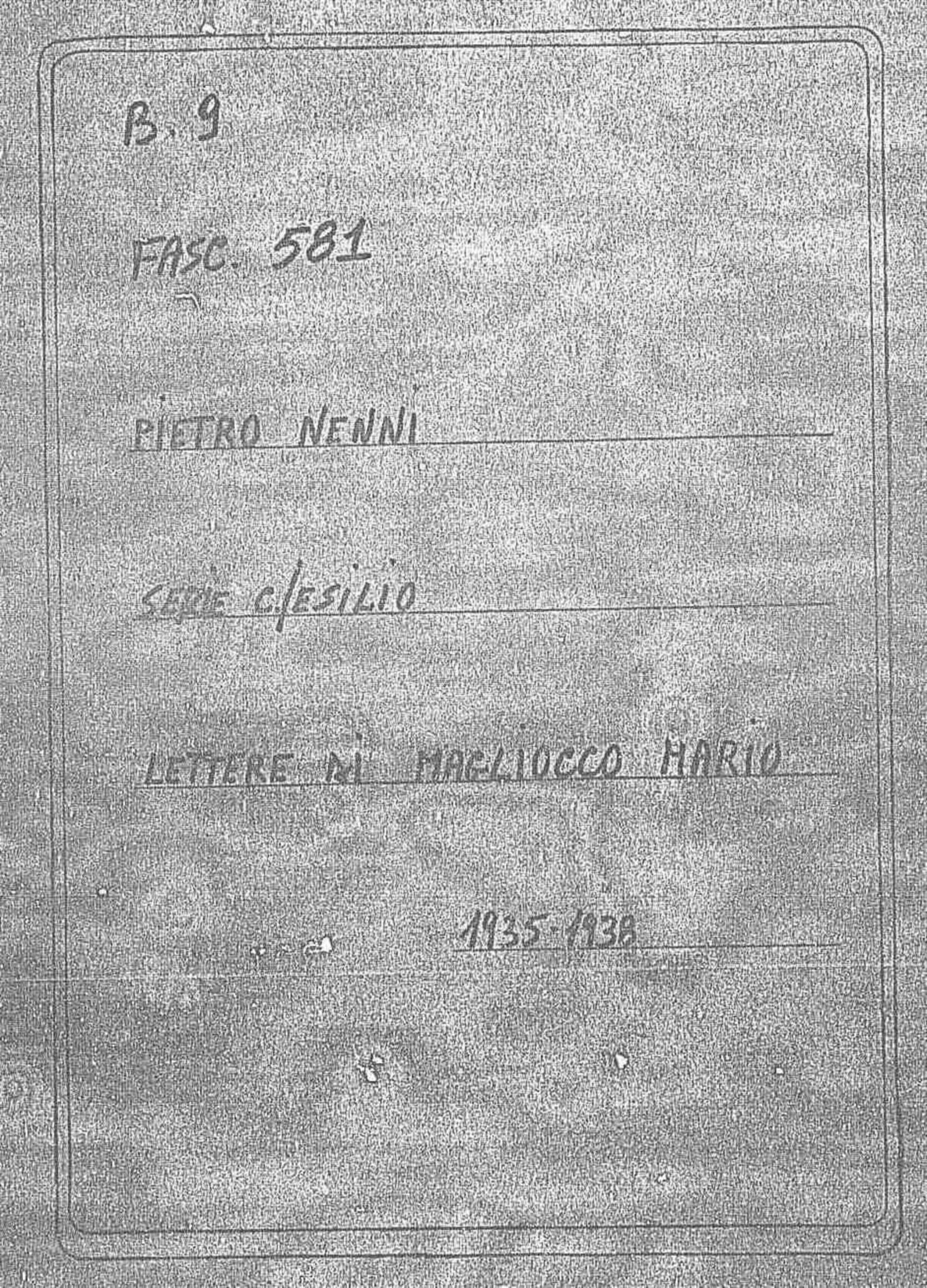 Magliocco Mario, 1935 mar. 8 - 1938 feb. 22