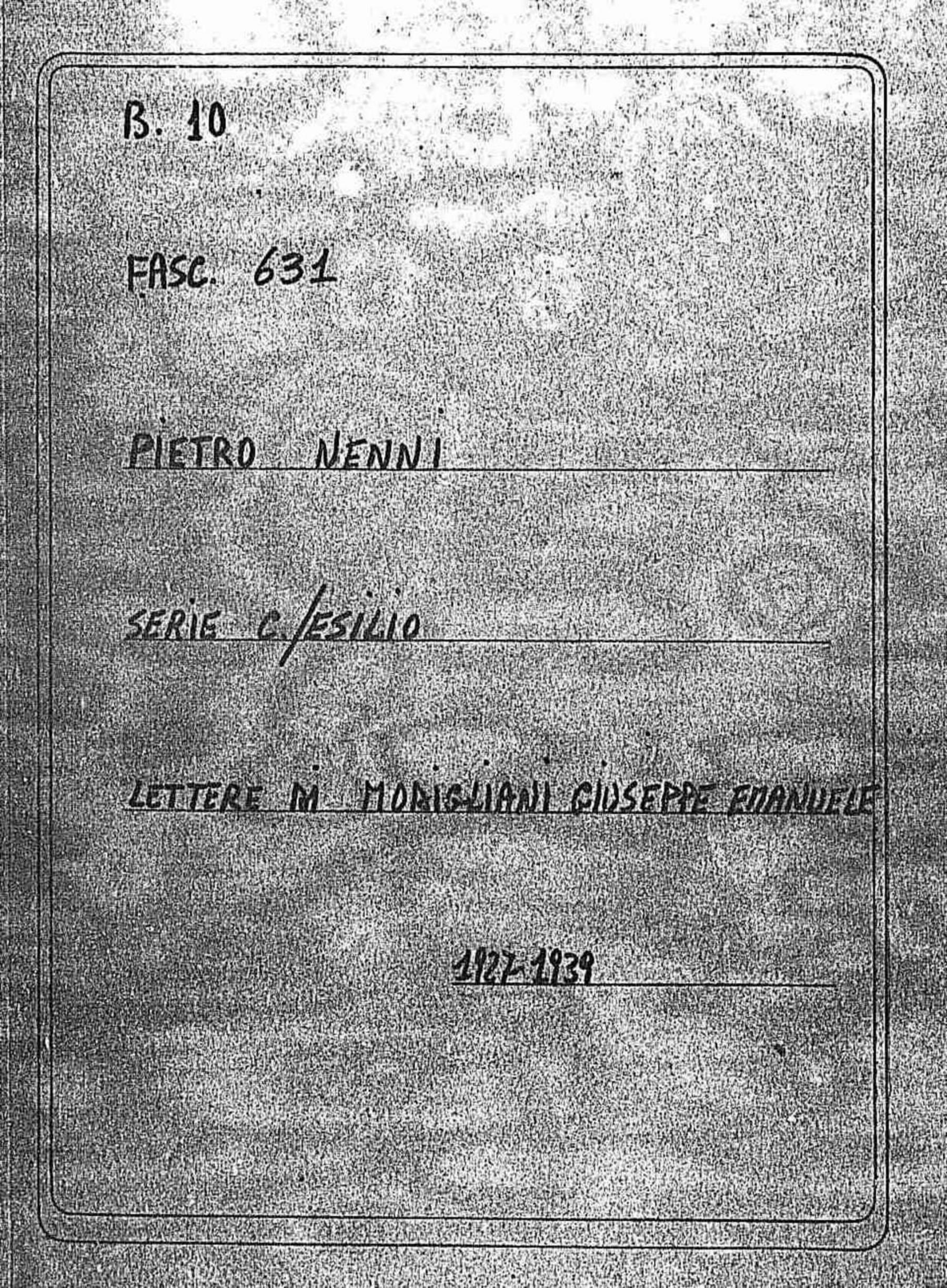 Modigliani Giuseppe Emanuele, 1927 ago. 28 - 1939 giu. 16