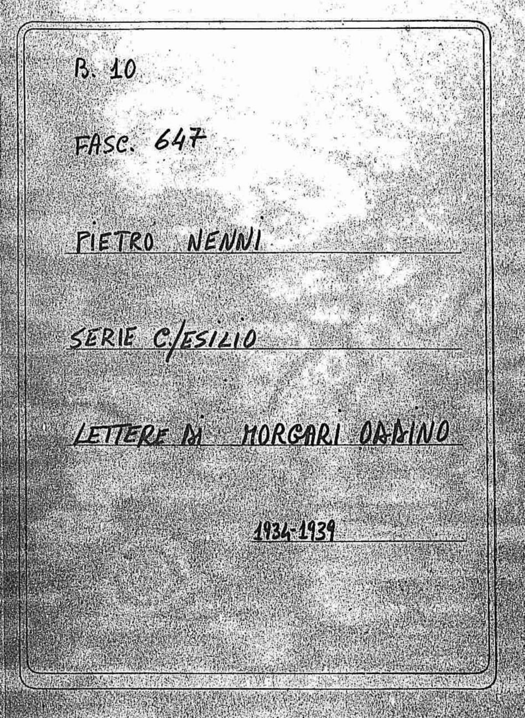 Morgari Oddino, 1934 apr. 24 - 1939 nov. 19