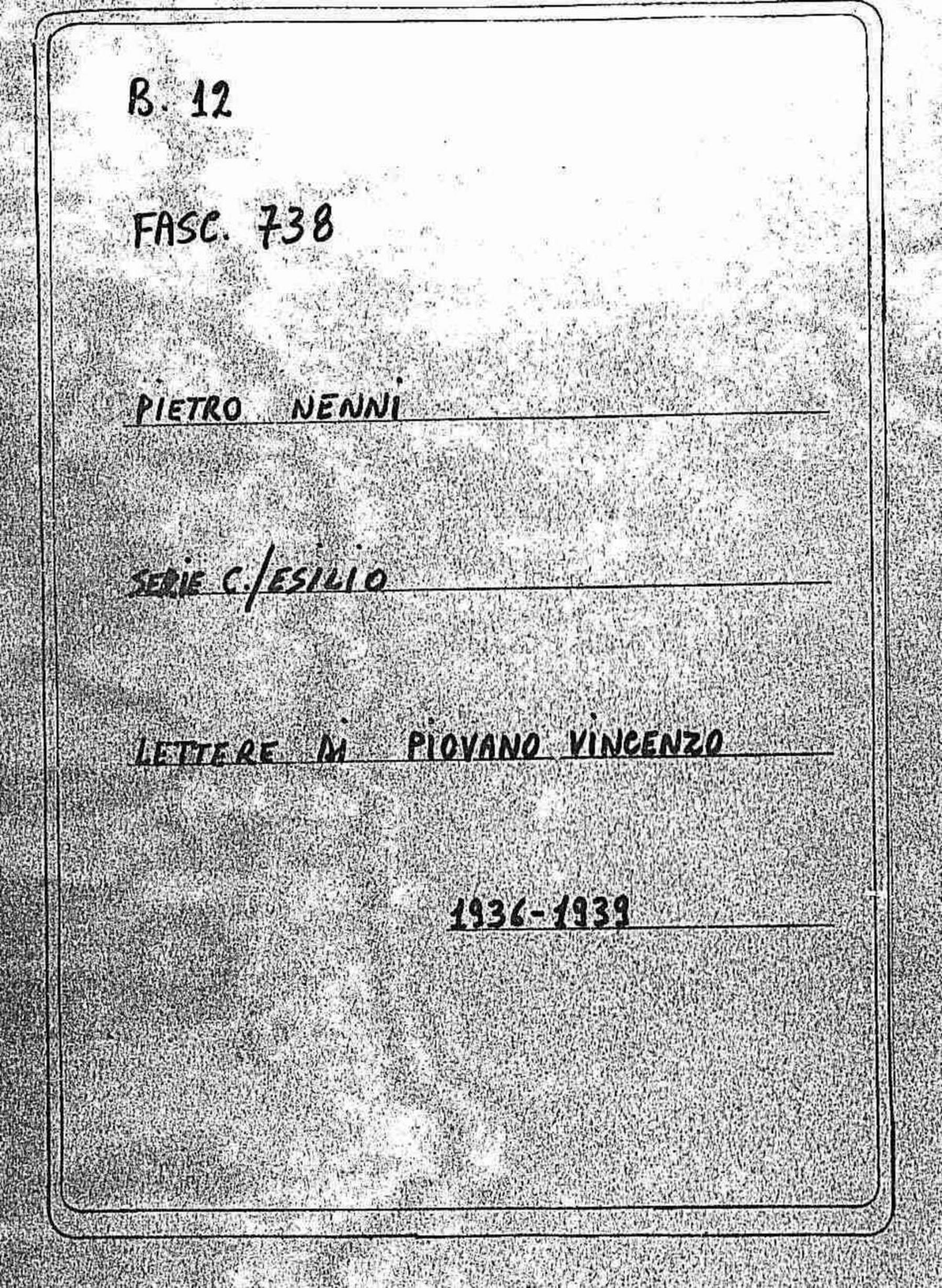 Piovano Vincenzo, 1936 gen. 8 - 1939 mar. 13