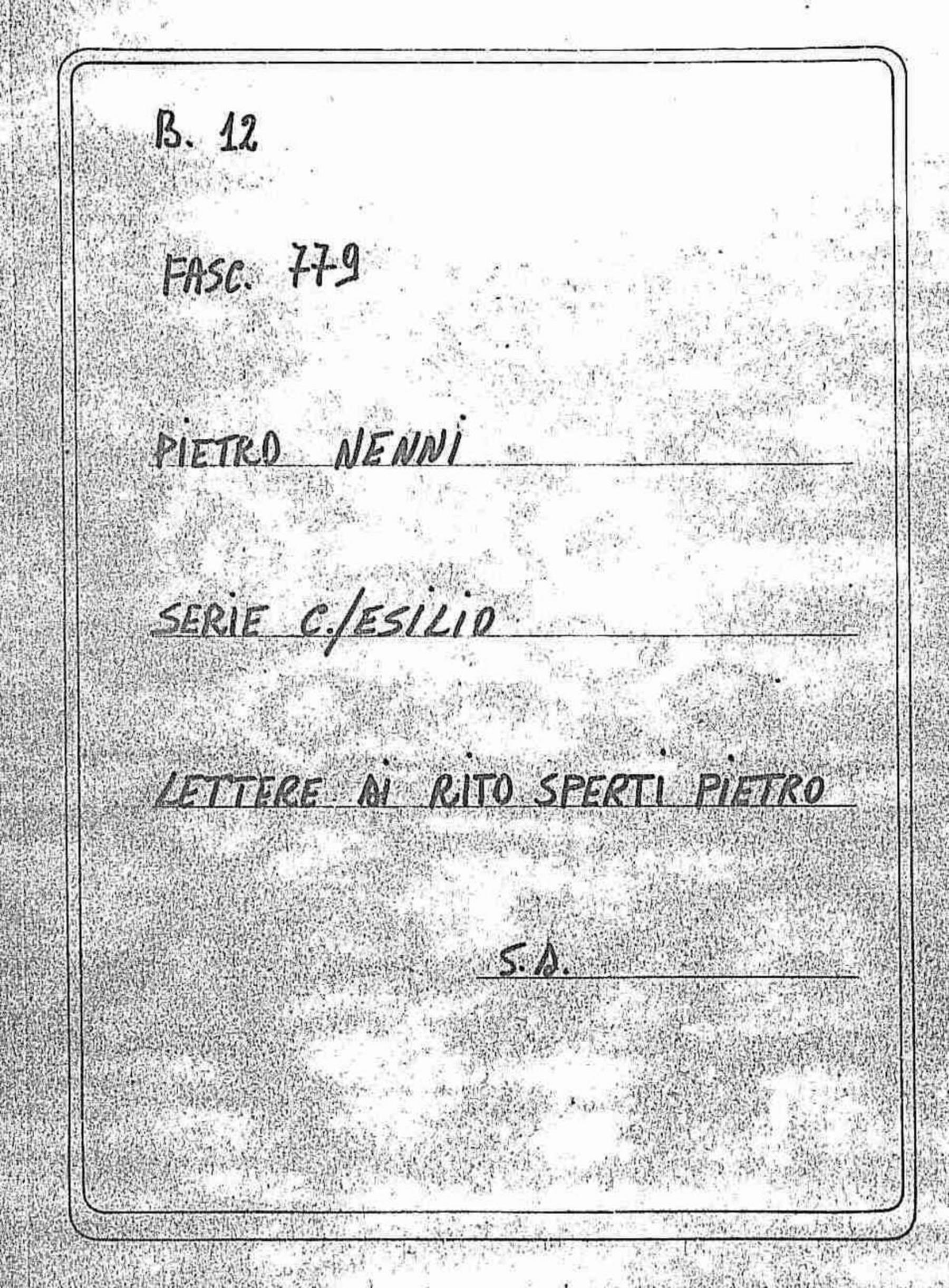Rito Sperti Pietro, s.d.