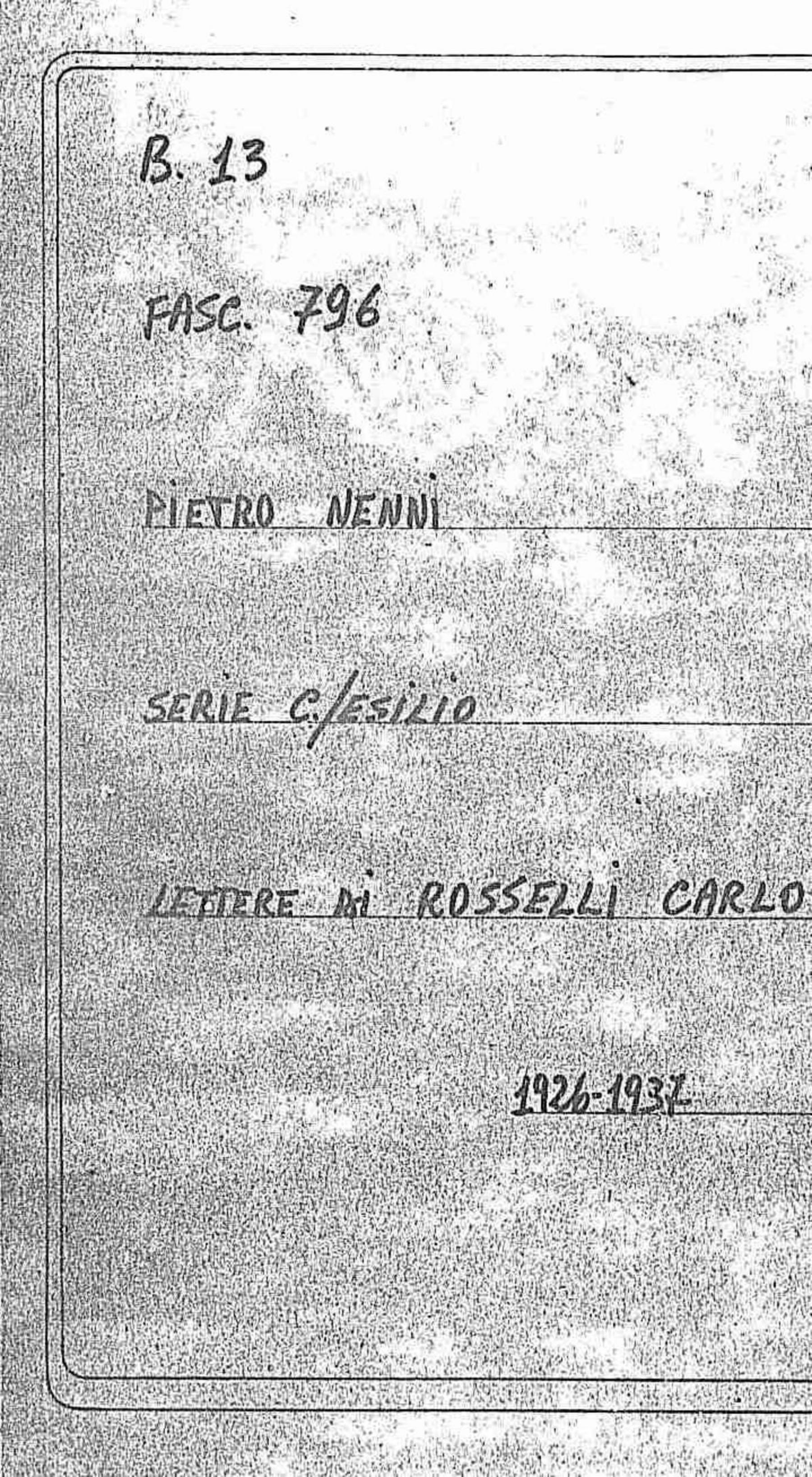 Rosselli Carlo, 1930 gen. 12 - s.d.