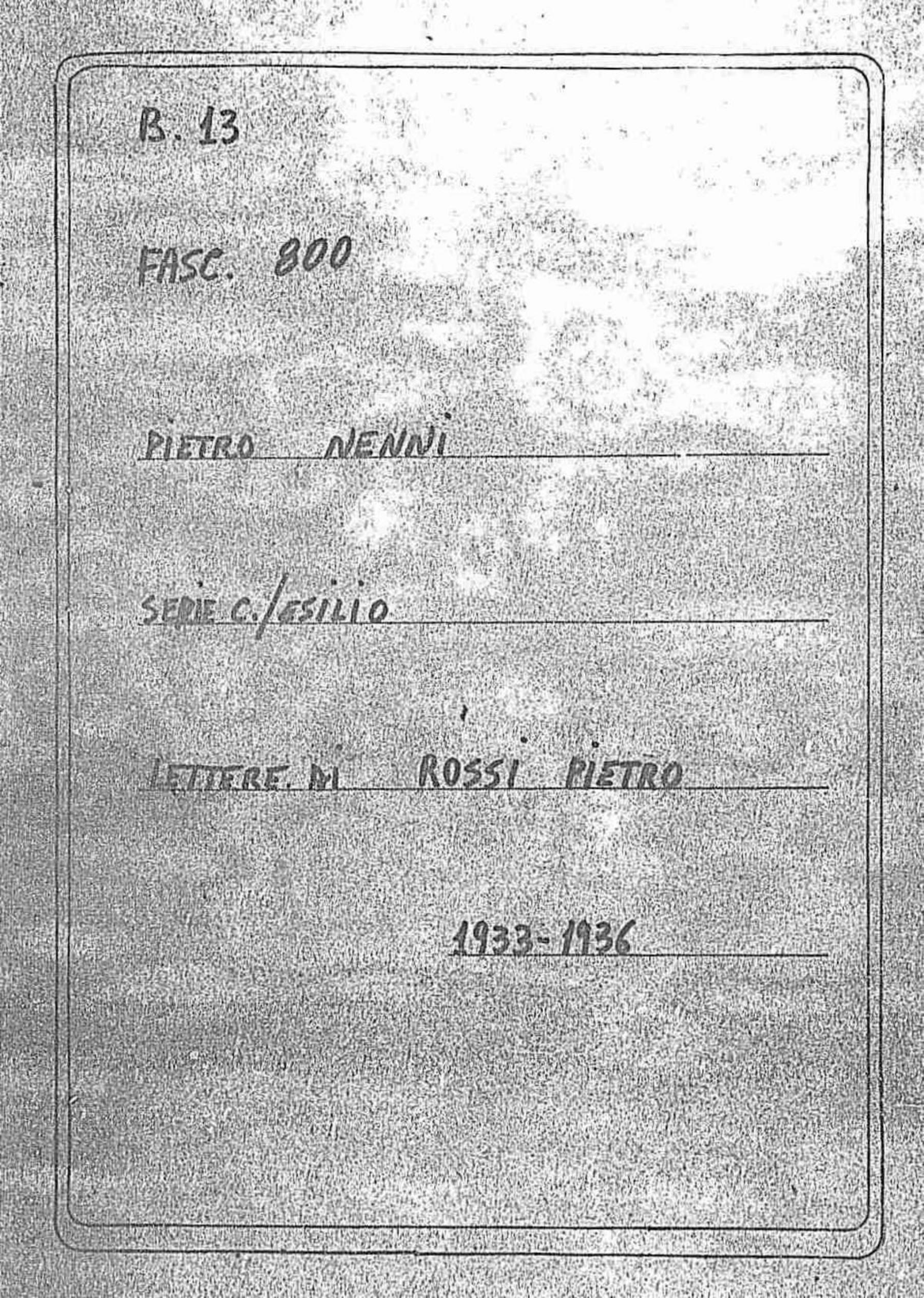 Rossi Pietro, 1933 giu. 18 - 1936 mar. 23