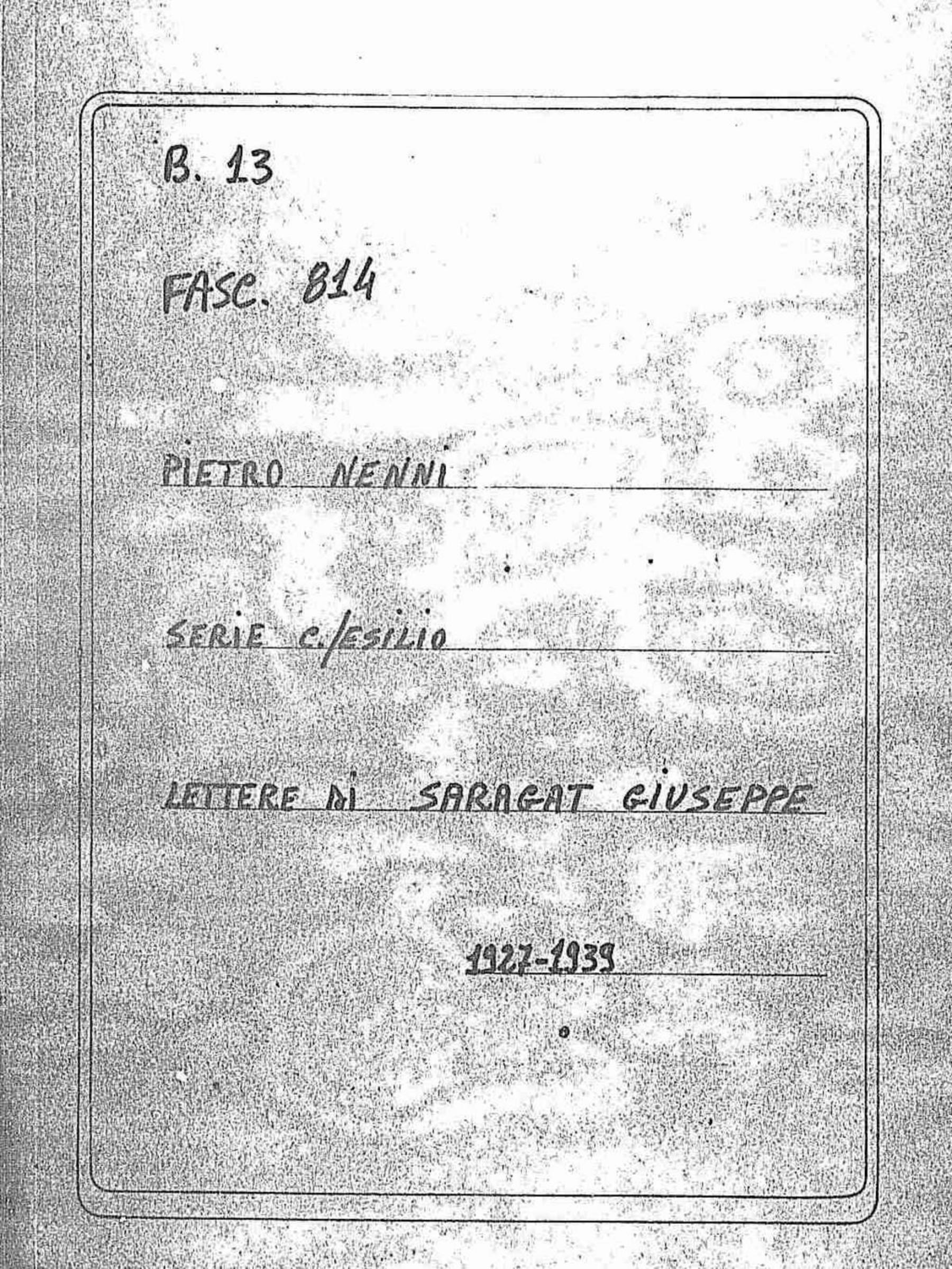 Saragat Giuseppe, 1927 gen. 7 - 1939 ago. 22