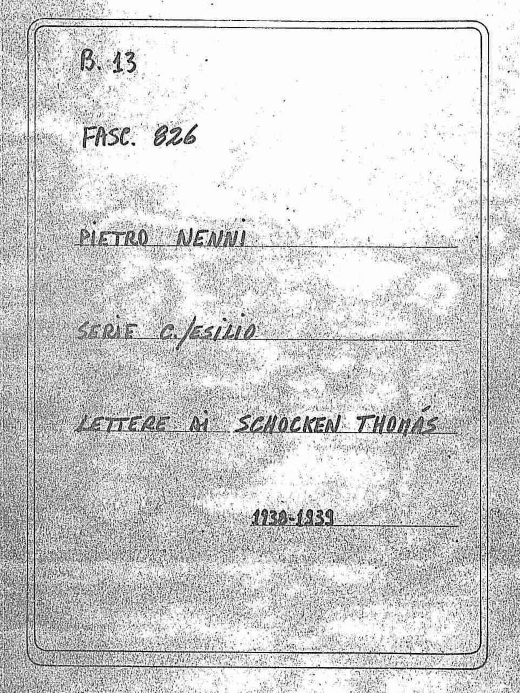Schocken Thomàs, 1938 dic. 7 - 1939 feb. 21