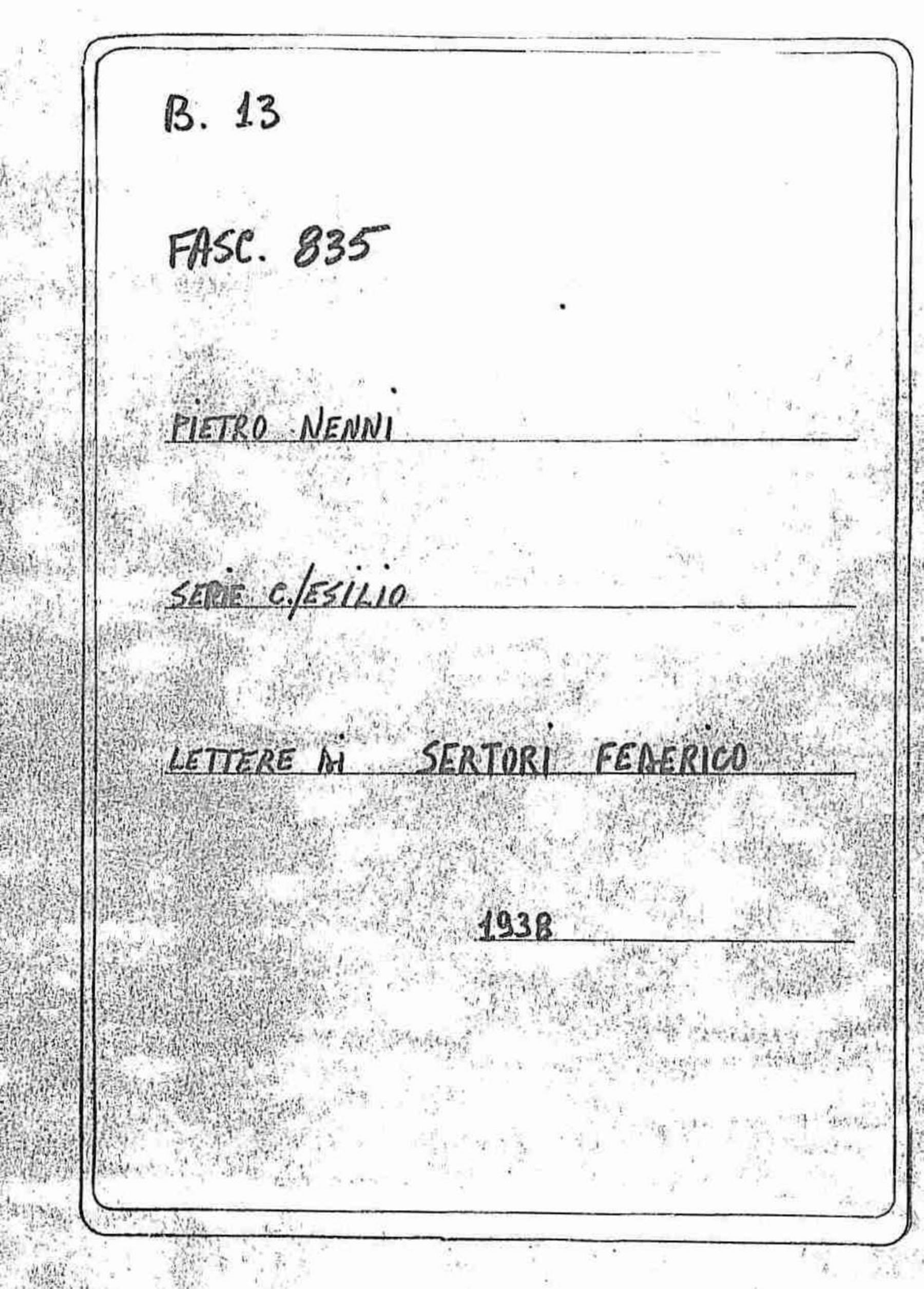 Sertori Federico, 1938 nov. 21