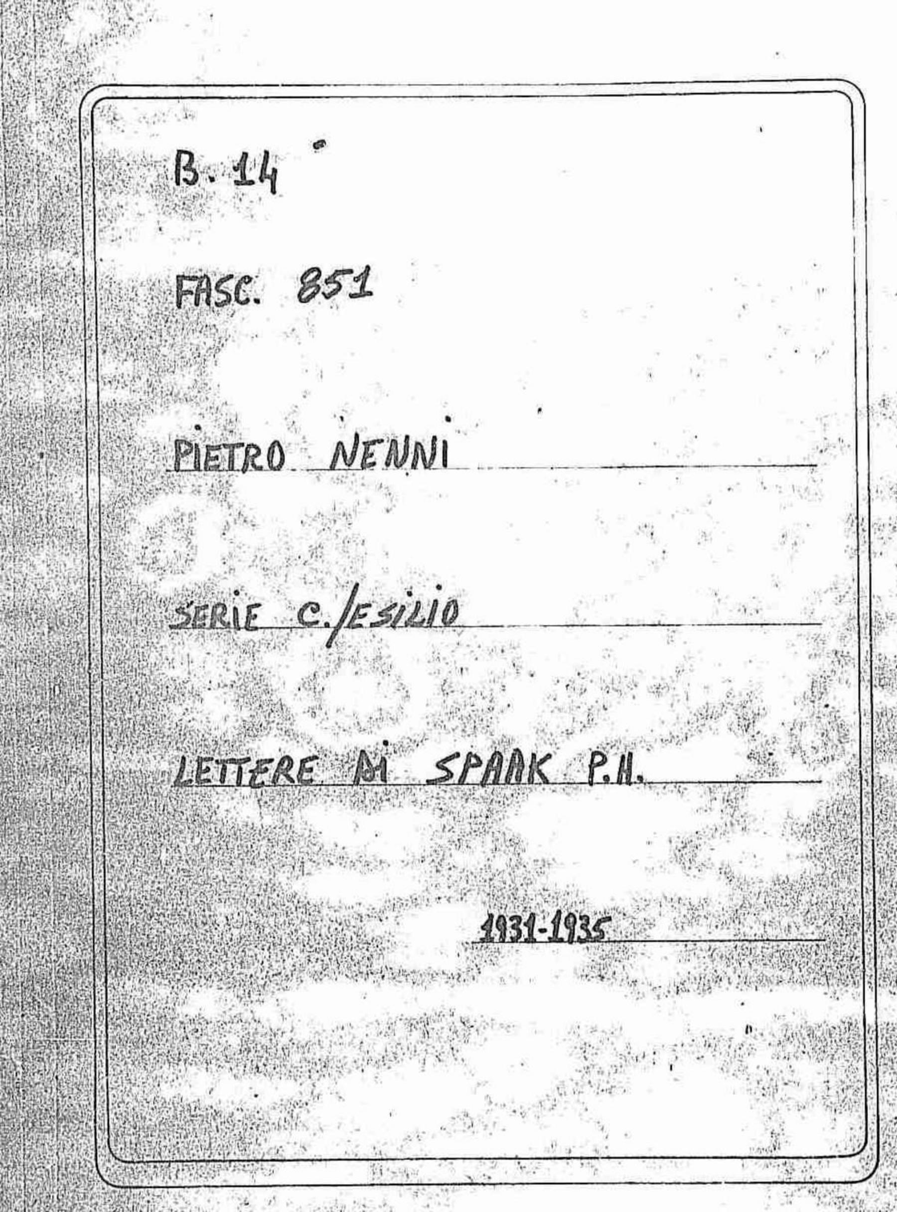 Spaak P.(?) H., 1931 apr. 1 - 1935 apr. 1