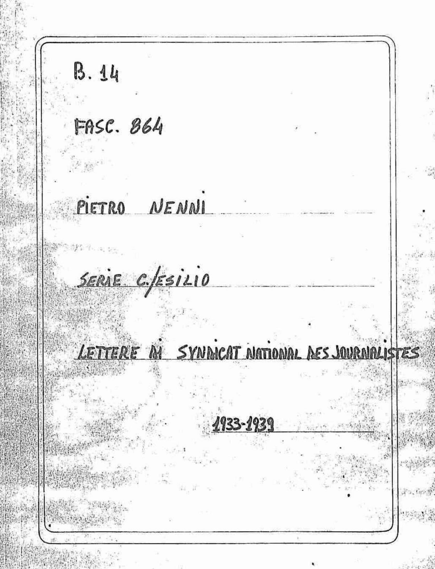 Syndicat National des journalistes, 1933 mag. 4 - 1939 dic. 23