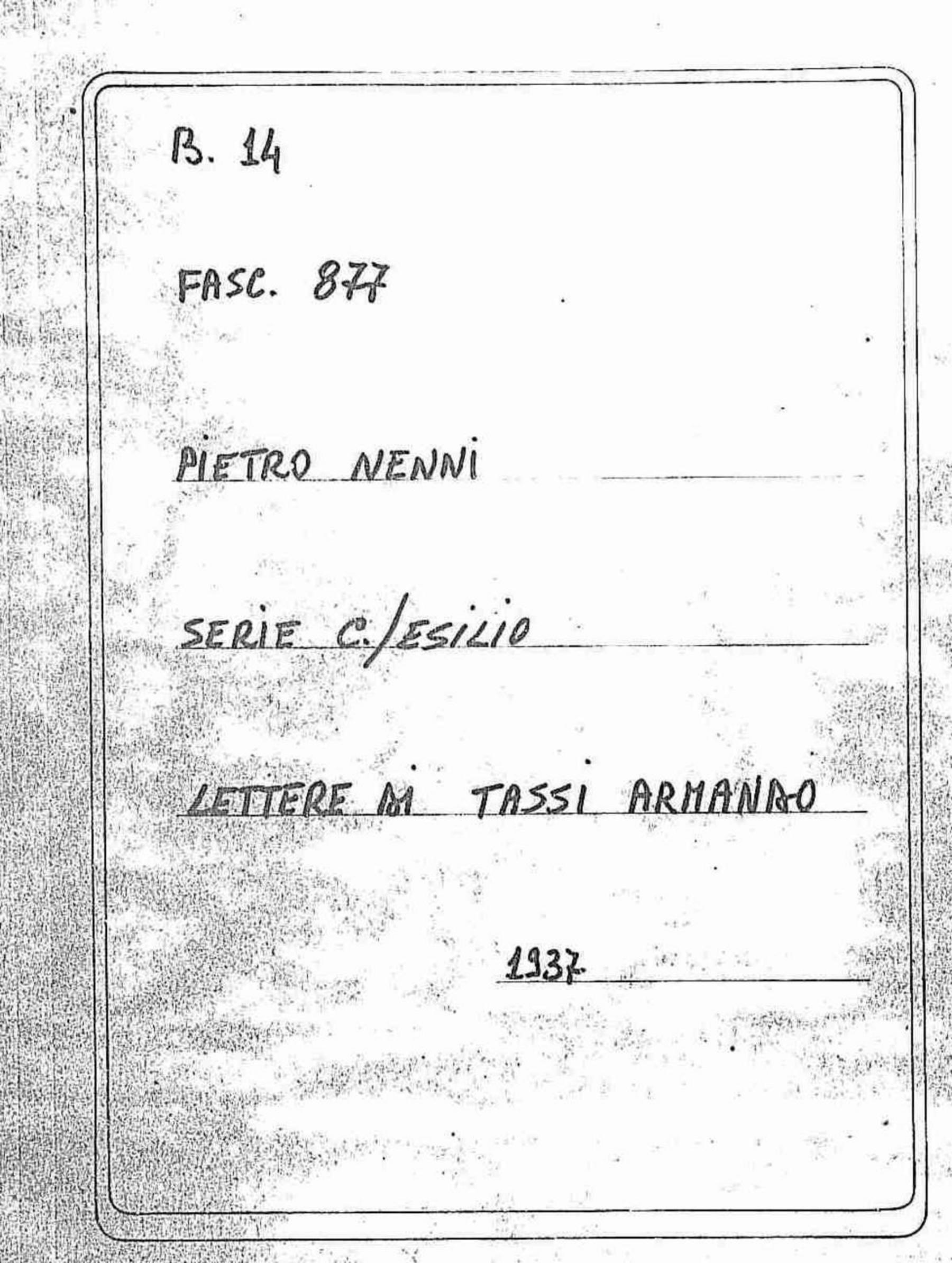 Tassi Armando, 1937 lug. 19 - 29