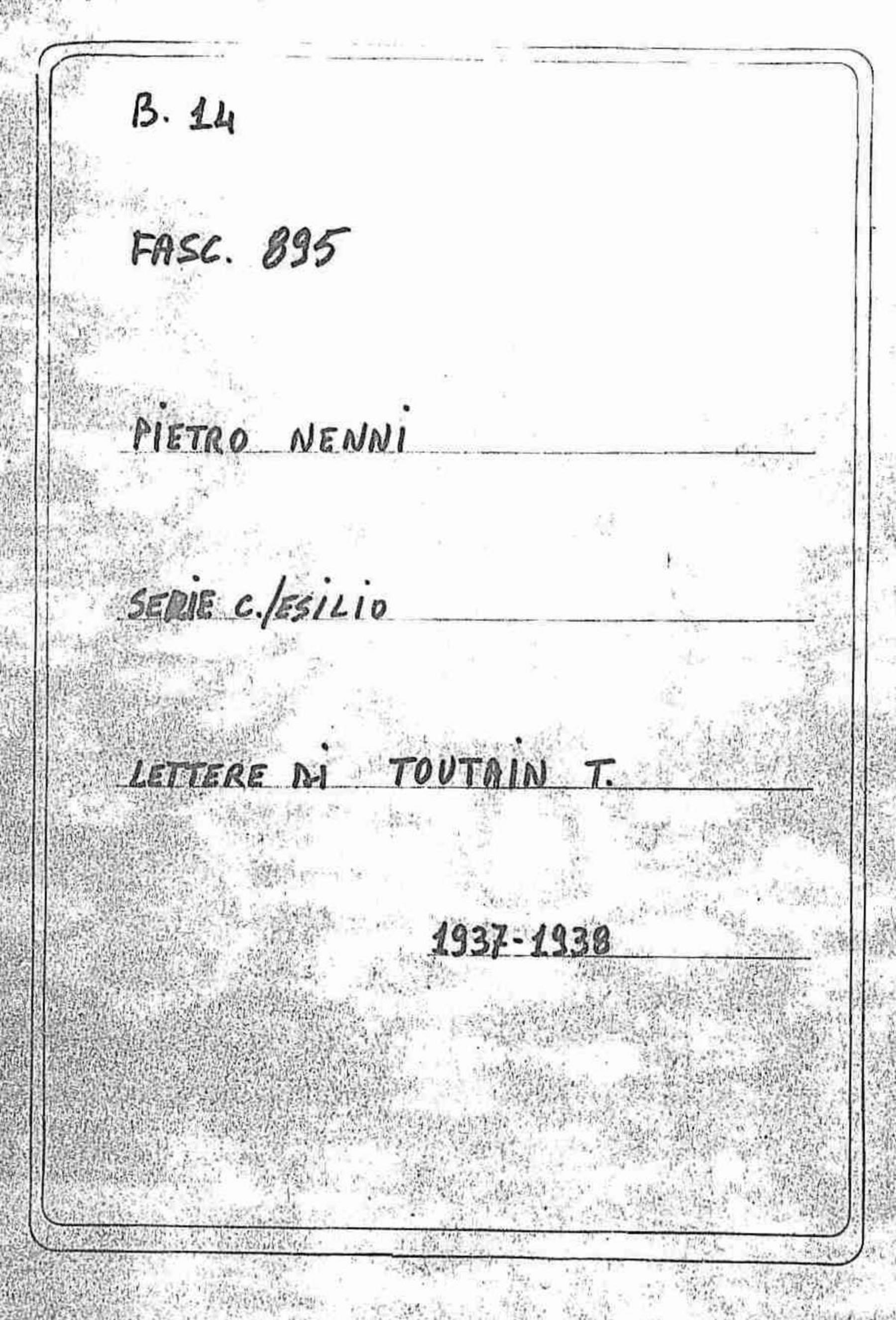 Toutain T., 1937 ott. 23 - 1938 feb. 11