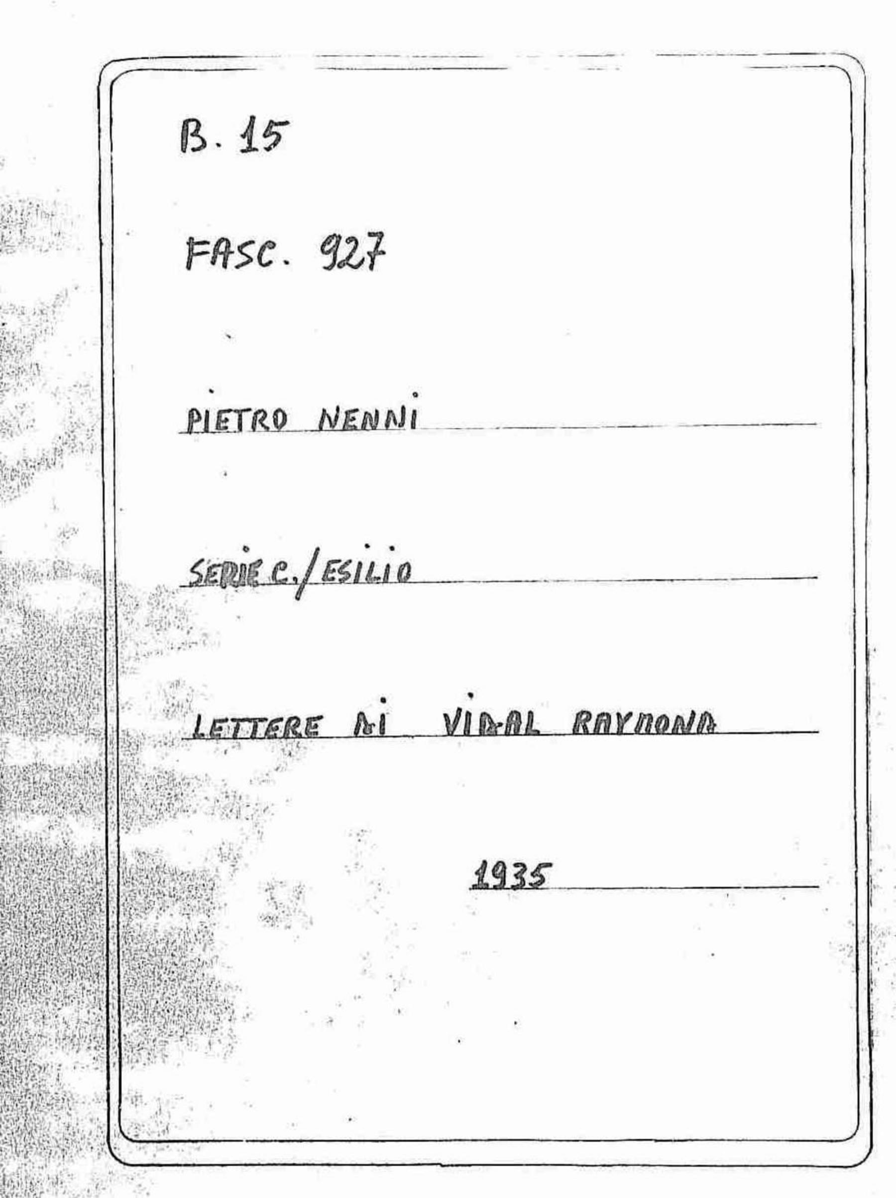 Vidal Raymond, 1935 giu. 29