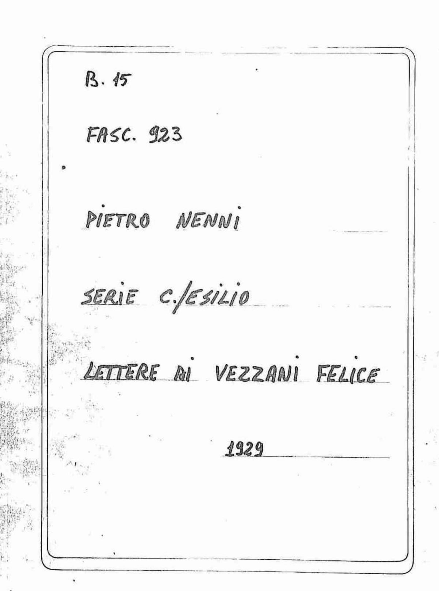 Vezzani Felice, 1929 nov. 10