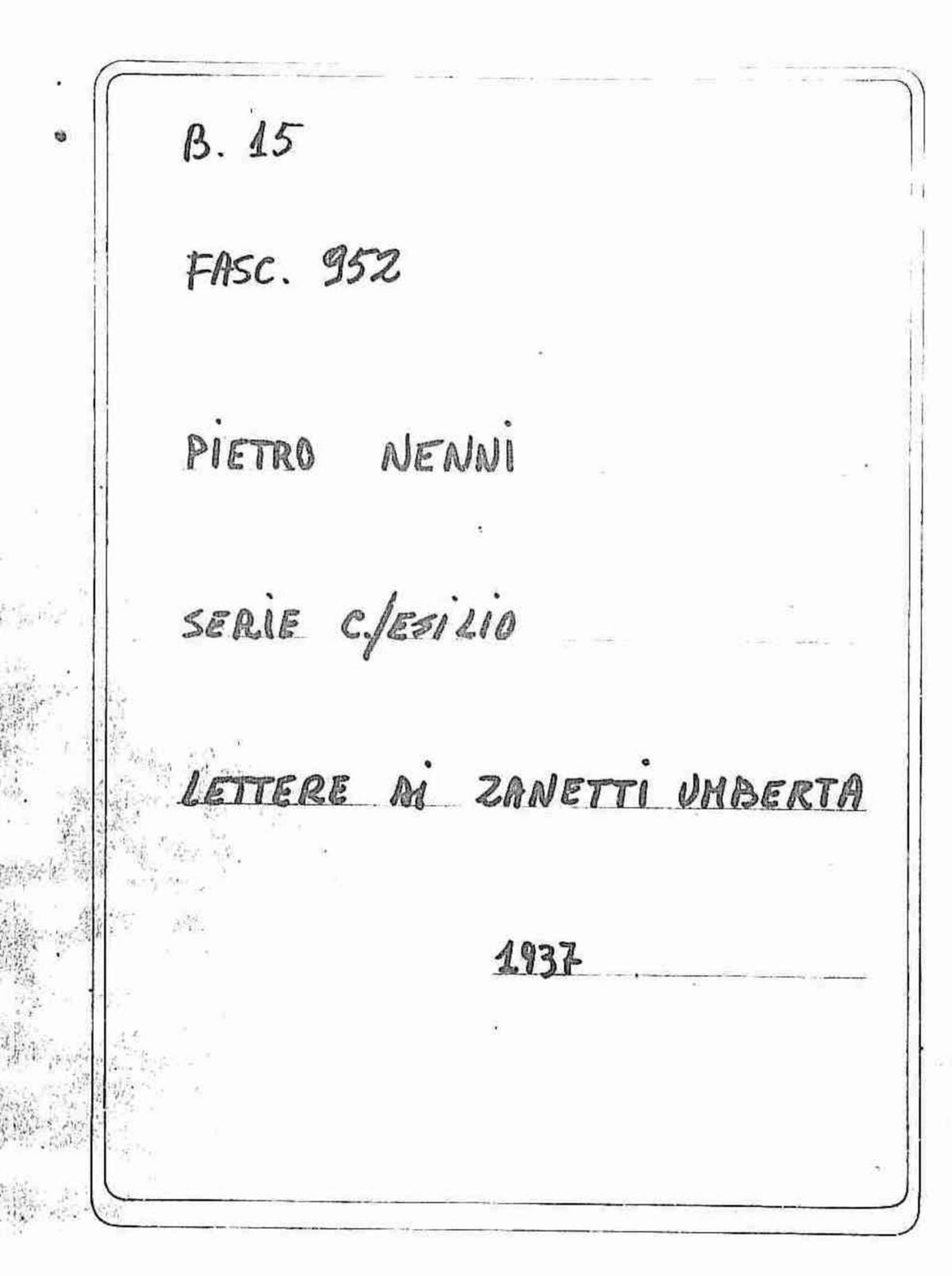 Zanetti Umberta, 1937 feb. 16